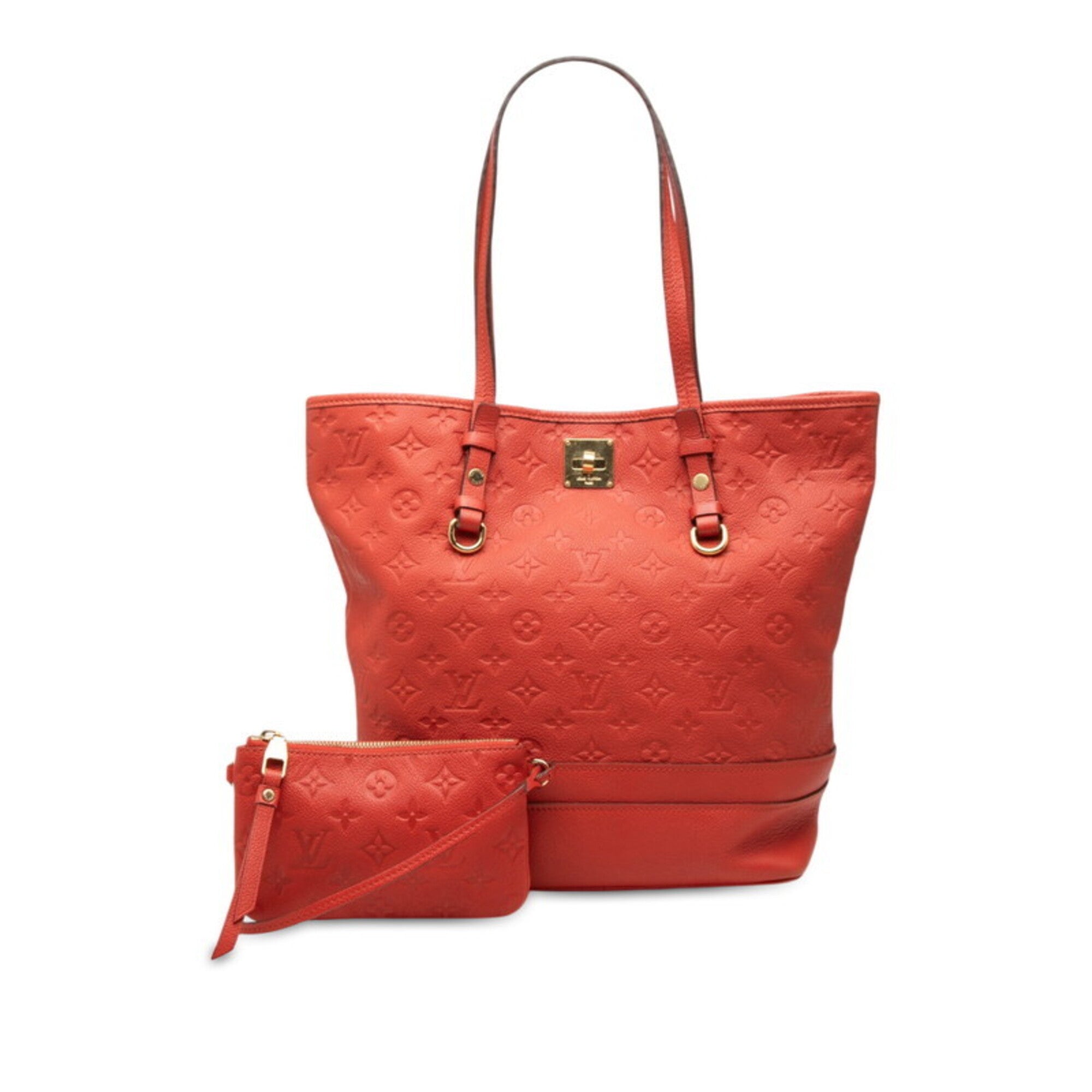 Louis Vuitton Auriane Orange Leather Pouch Shoulder Bag Tote Bag (Pre-Owned)