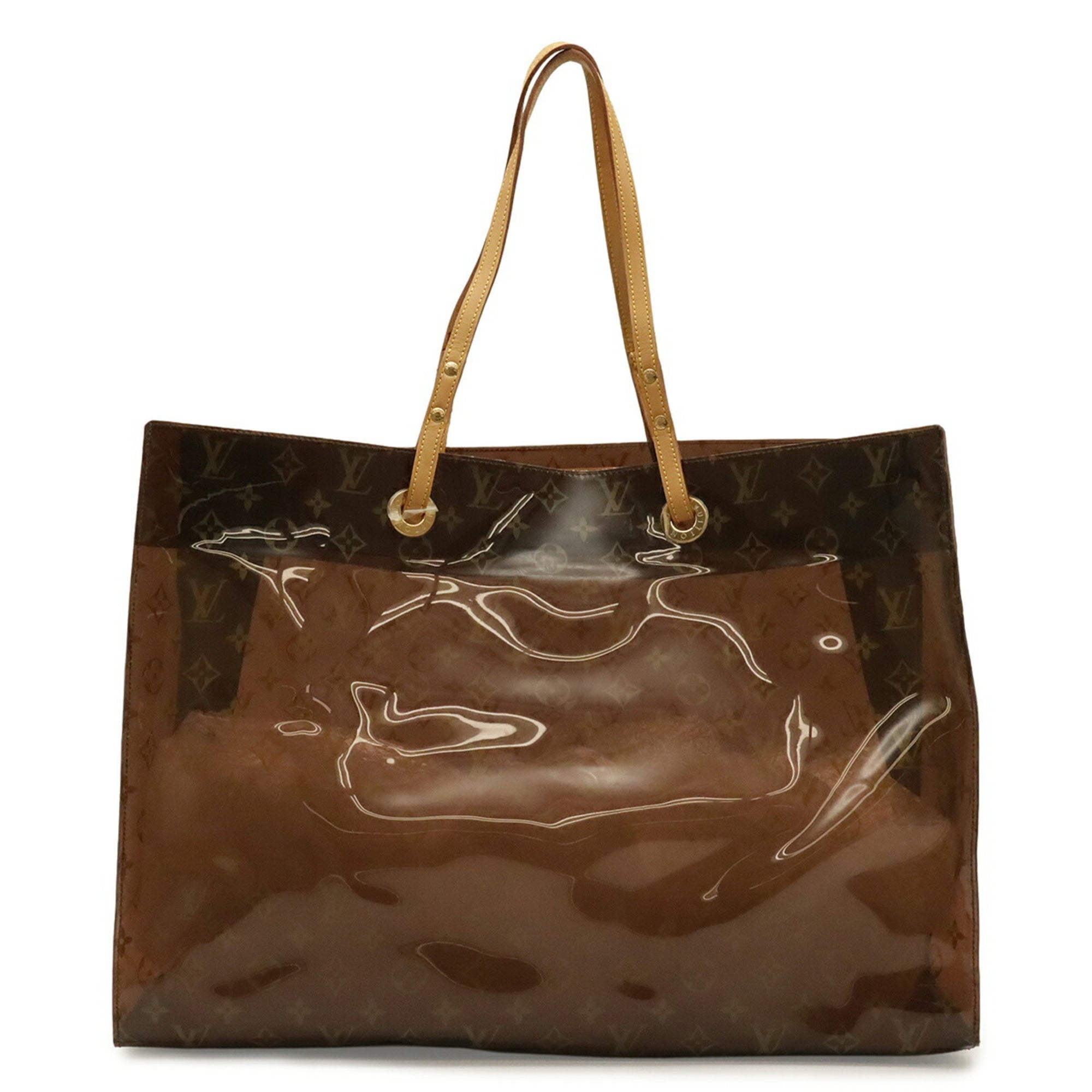 Louis Vuitton Brown Clear Leather Vinyl Beach Bag Handbag Pouch Shoulder Bag Tote Bag (Pre-Owned)