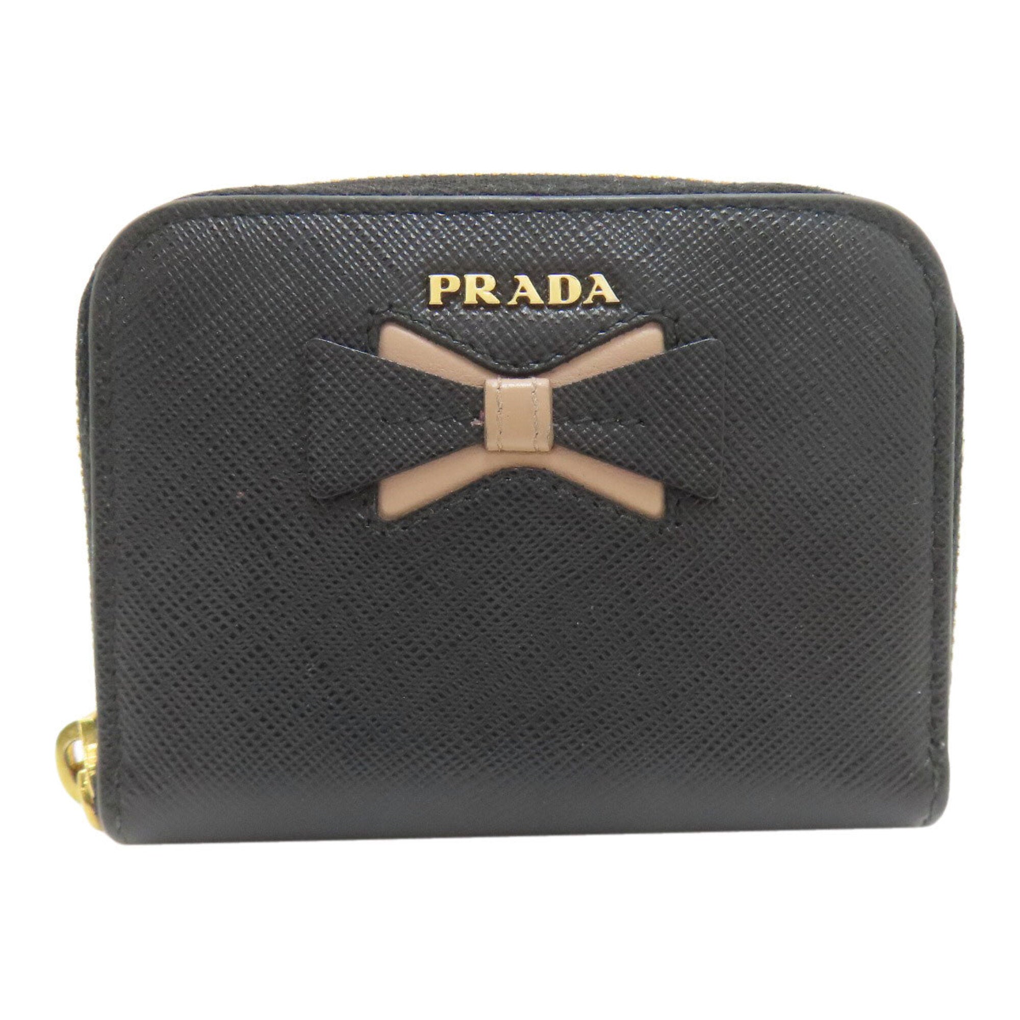 Prada Black Saffiano Triangle Coin Purse/Coin Case (Pre-Owned)