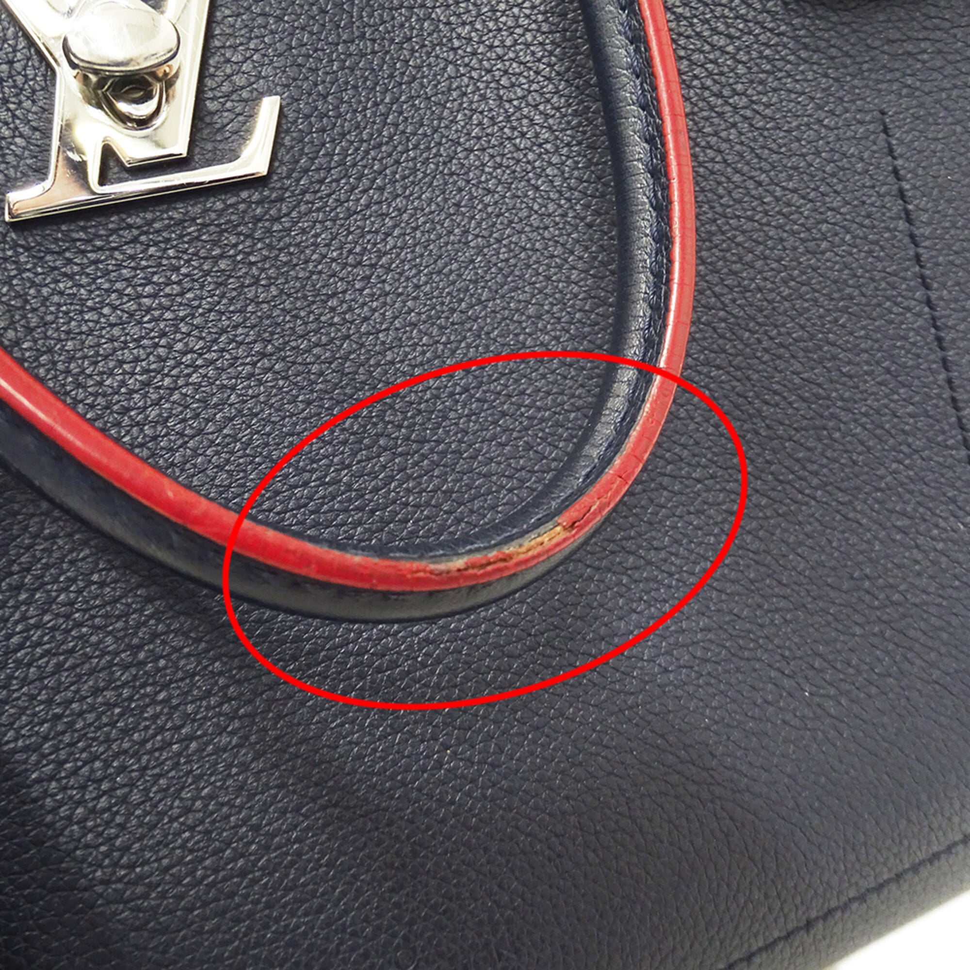 Louis Vuitton Marine Rouge Navy Leather Handbag Shoulder Bag (Pre-Owned)