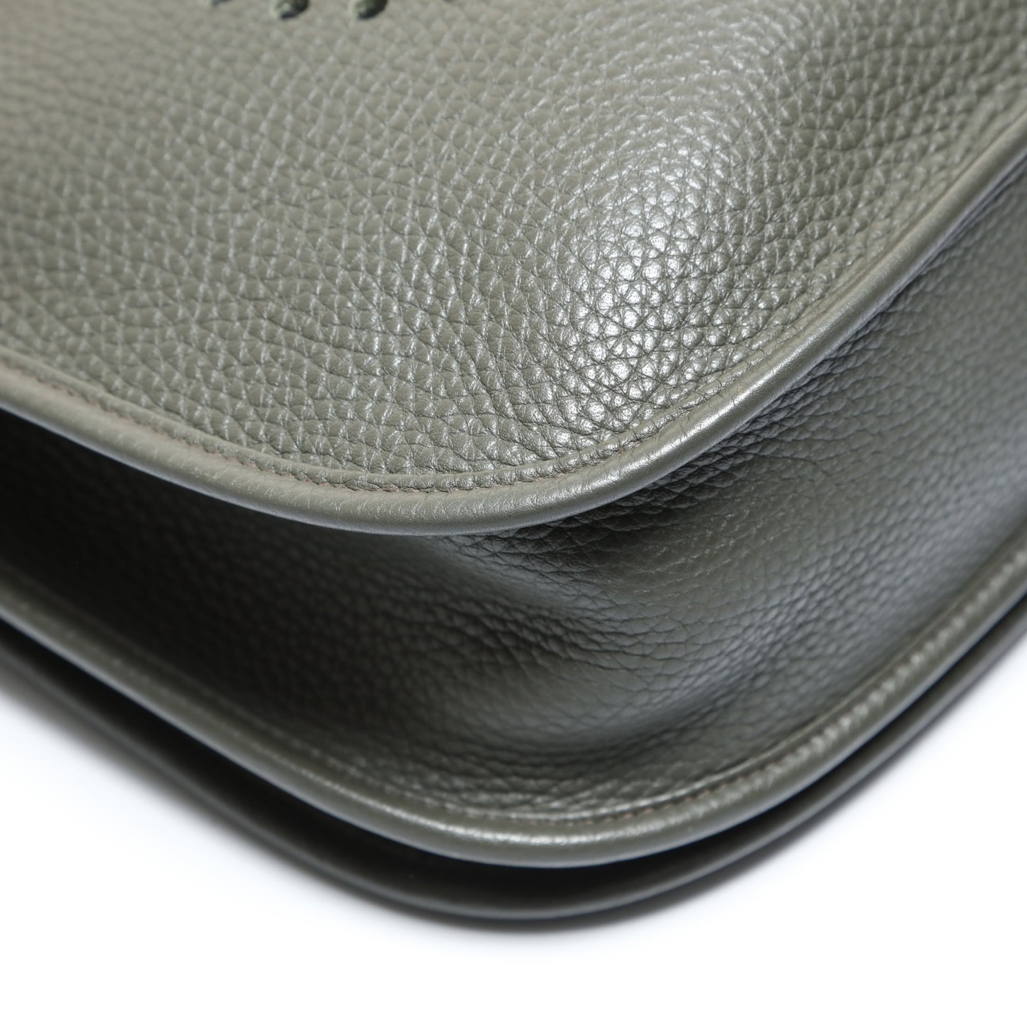 Hermes Evelyne Khaki Taurillon Clemence Leather Shoulder Bag (Pre-Owned)