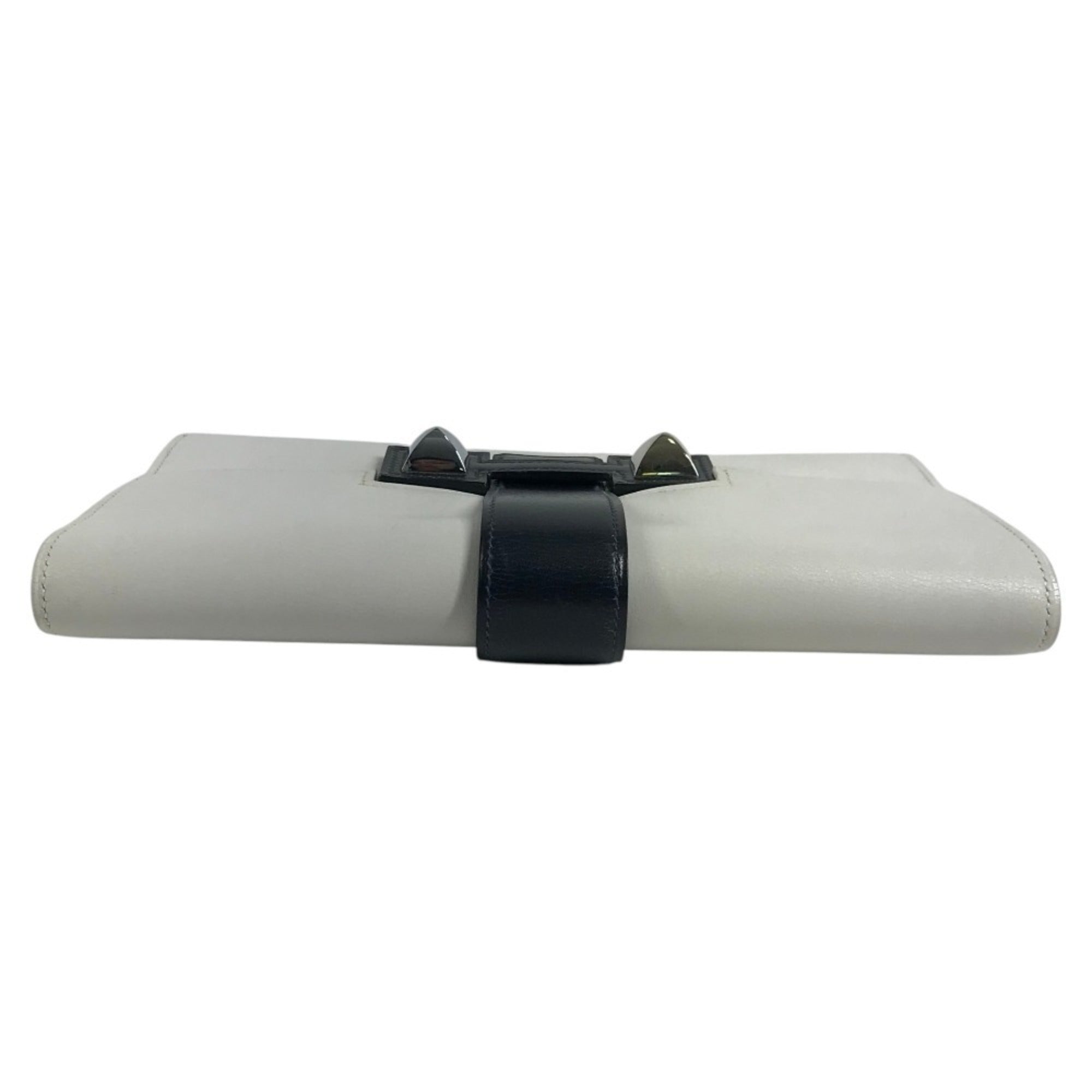 Hermes Navy White Leather Clutch Bag Pouch (Pre-Owned)