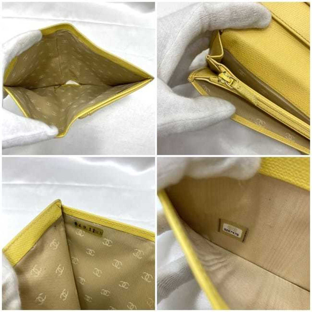 Chanel Yellow Leather Long Wallet (Bi-Fold) (Pre-Owned)