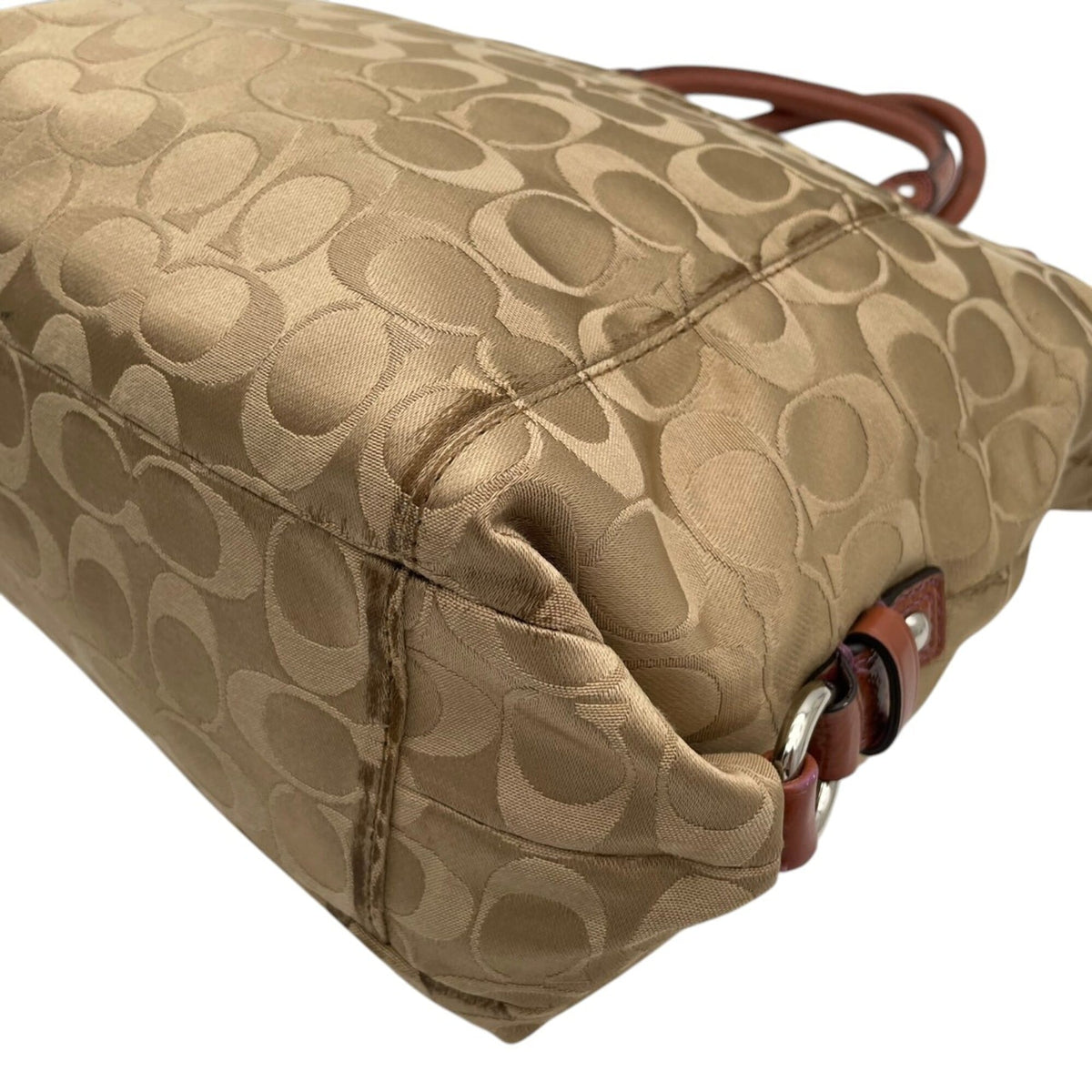 Coach Beige Brown Leather Handbag Shoulder Bag Tote Bag (Pre-Owned)