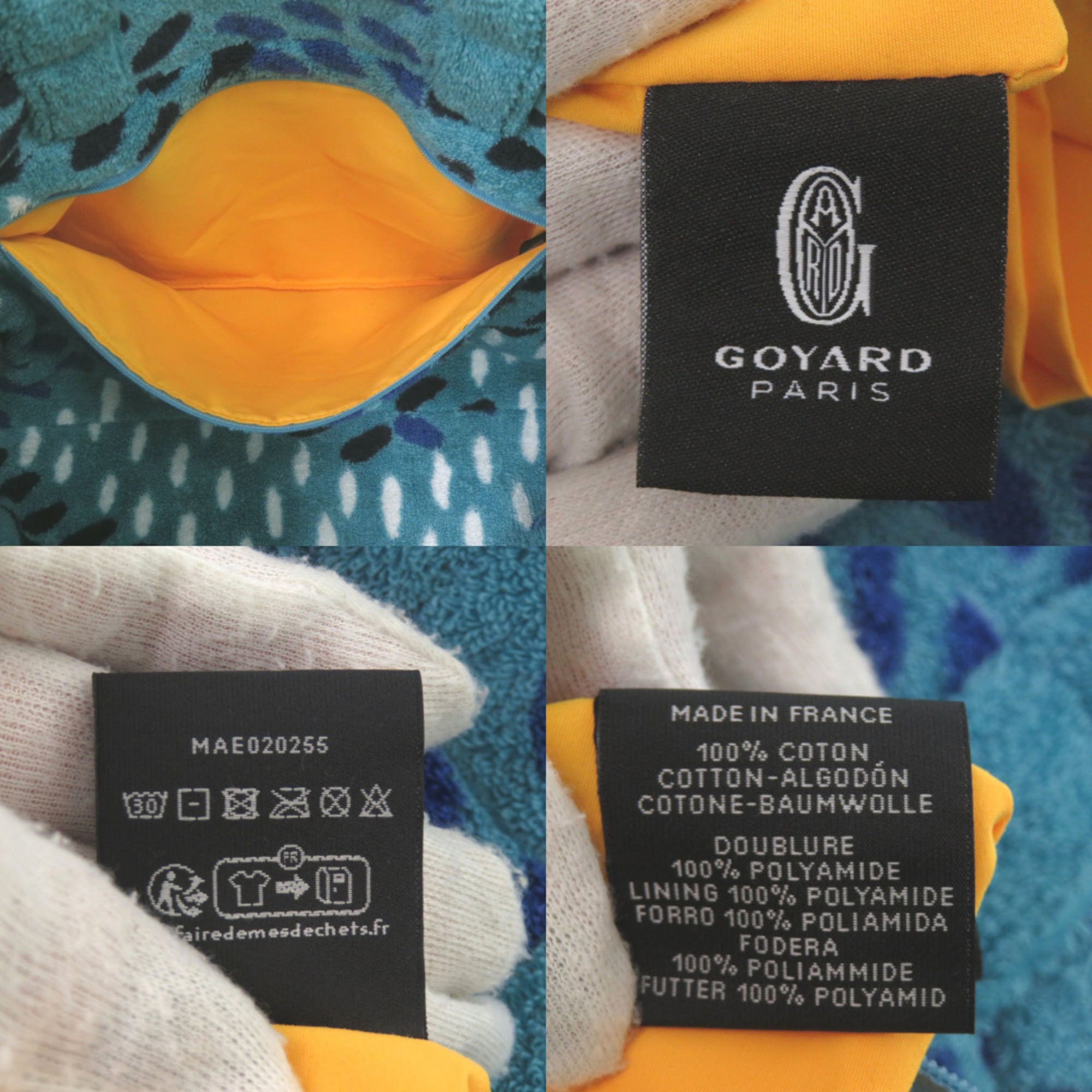 Goyard Navy Turquoise White Cotton Polyamide Tote Bag (Pre-Owned)