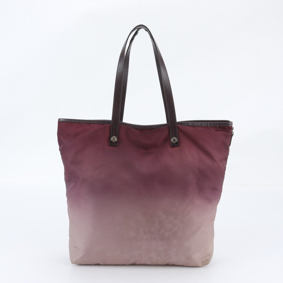 Prada Red Color Wine Leather Nylon Shoulder Bag Tote Bag (Pre-Owned)