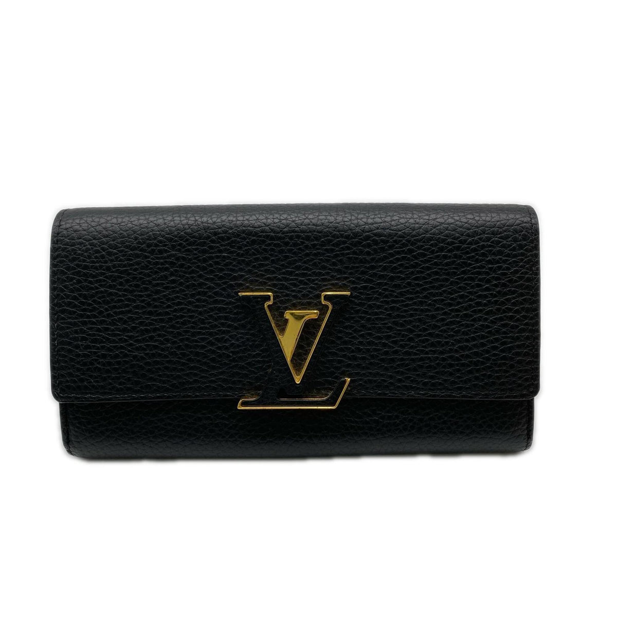 Louis Vuitton Taurillon Black Noir Leather Long Wallet (Bi-Fold) (Pre-Owned)