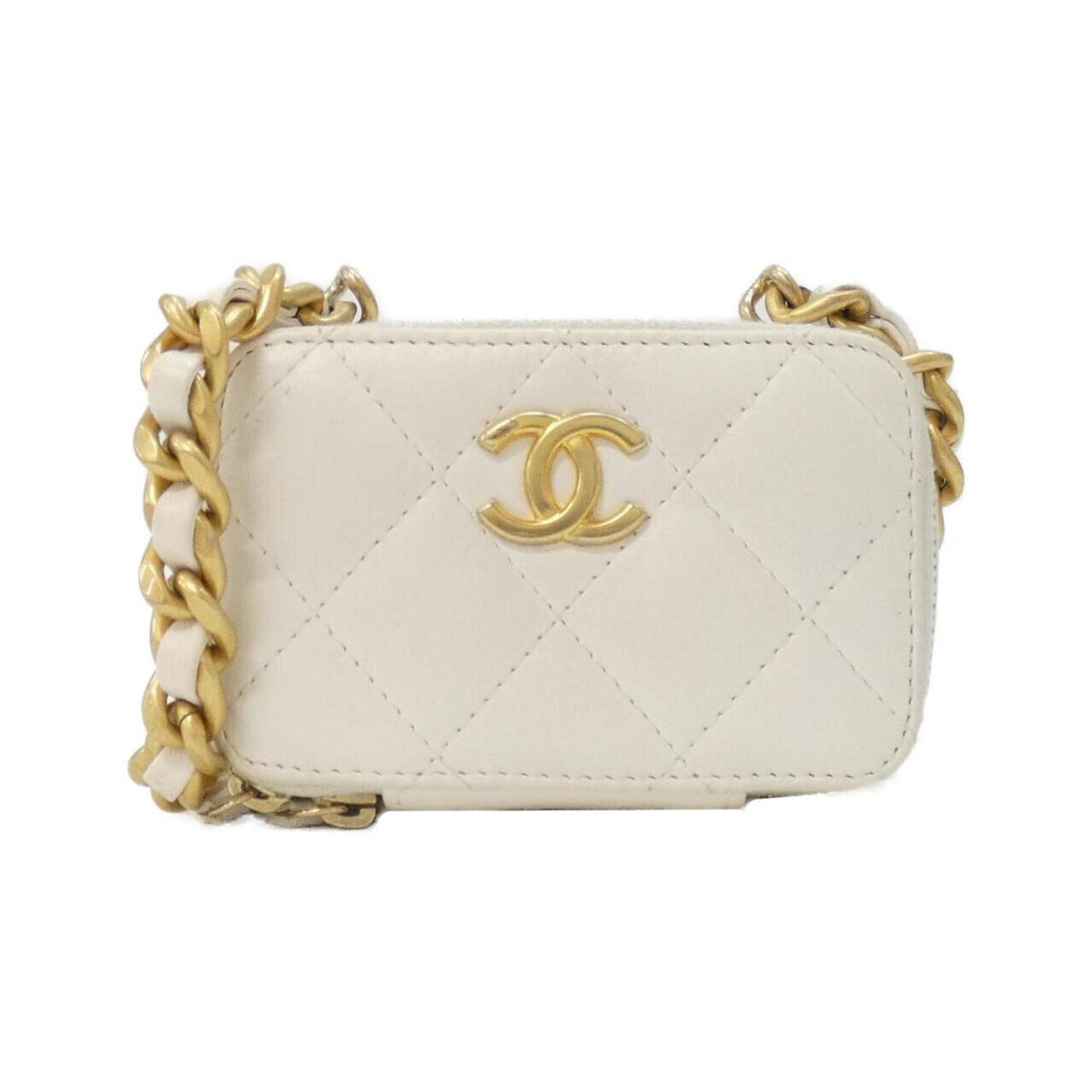 Chanel White Leather Handbag Shoulder Bag (Pre-Owned)
