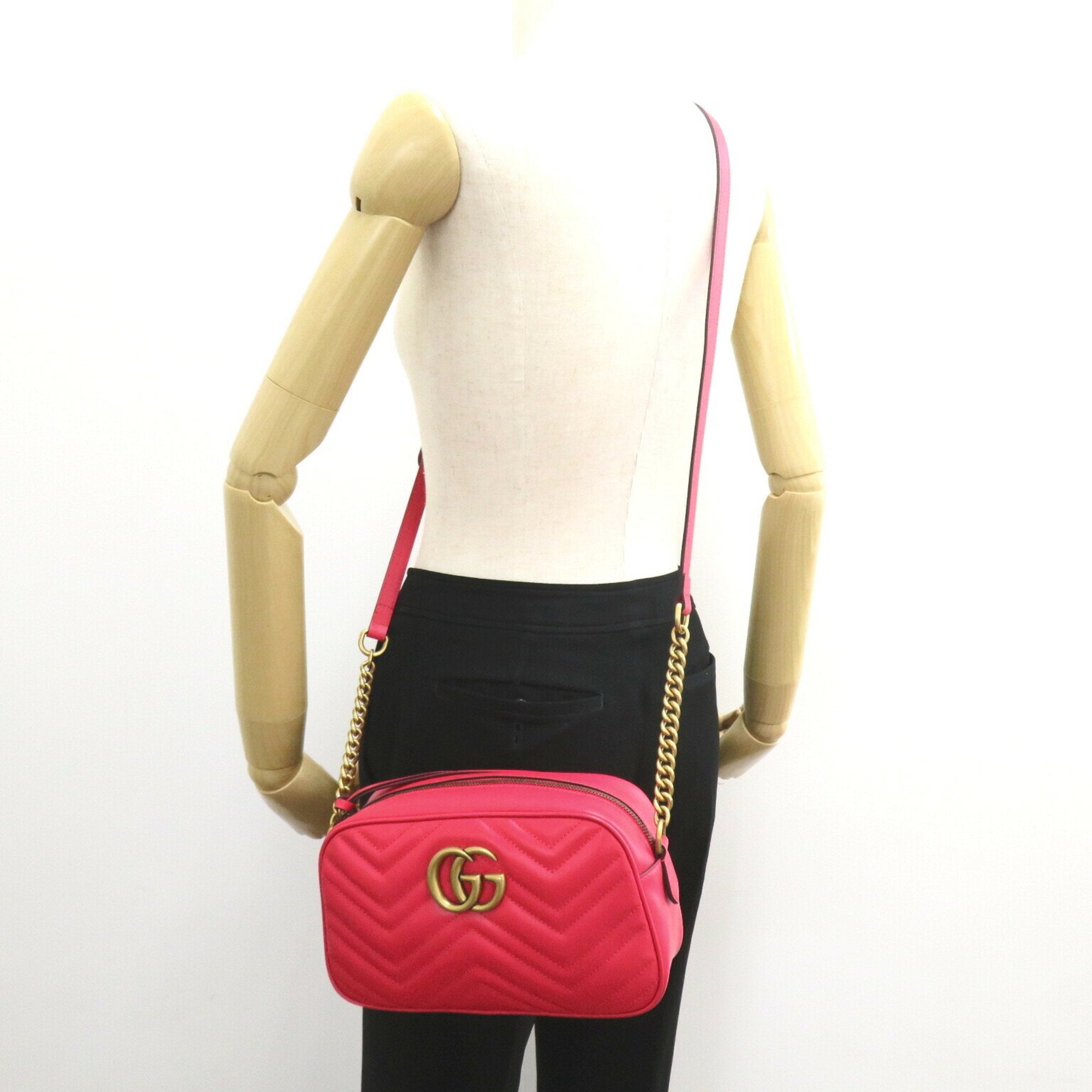 Gucci Red Color Leather Quilting Shoulder Bag