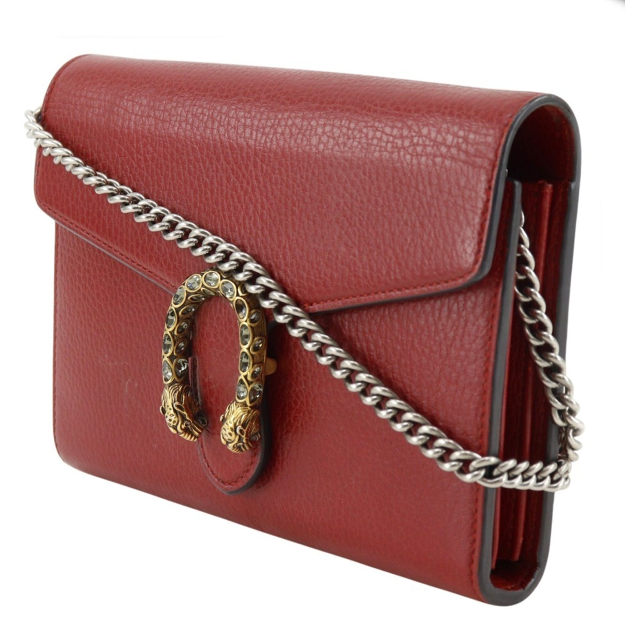 Gucci Red Color Leather Shoulder Bag (Pre-Owned)