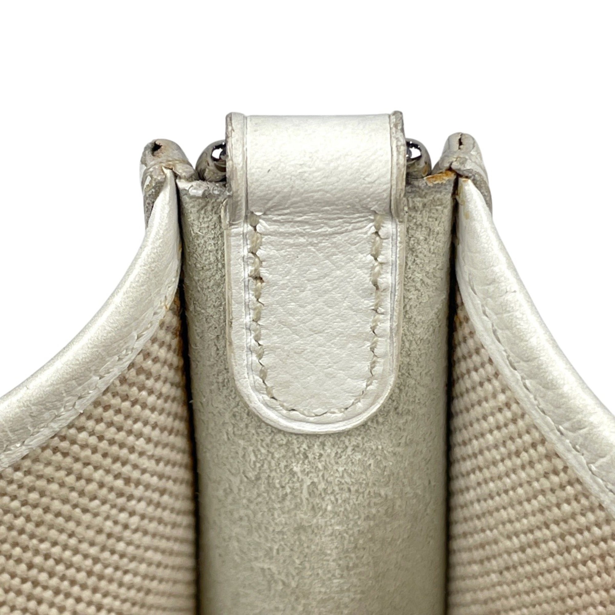 Hermes Natural White Toile H Leather Pochette Shoulder Bag (Pre-Owned)