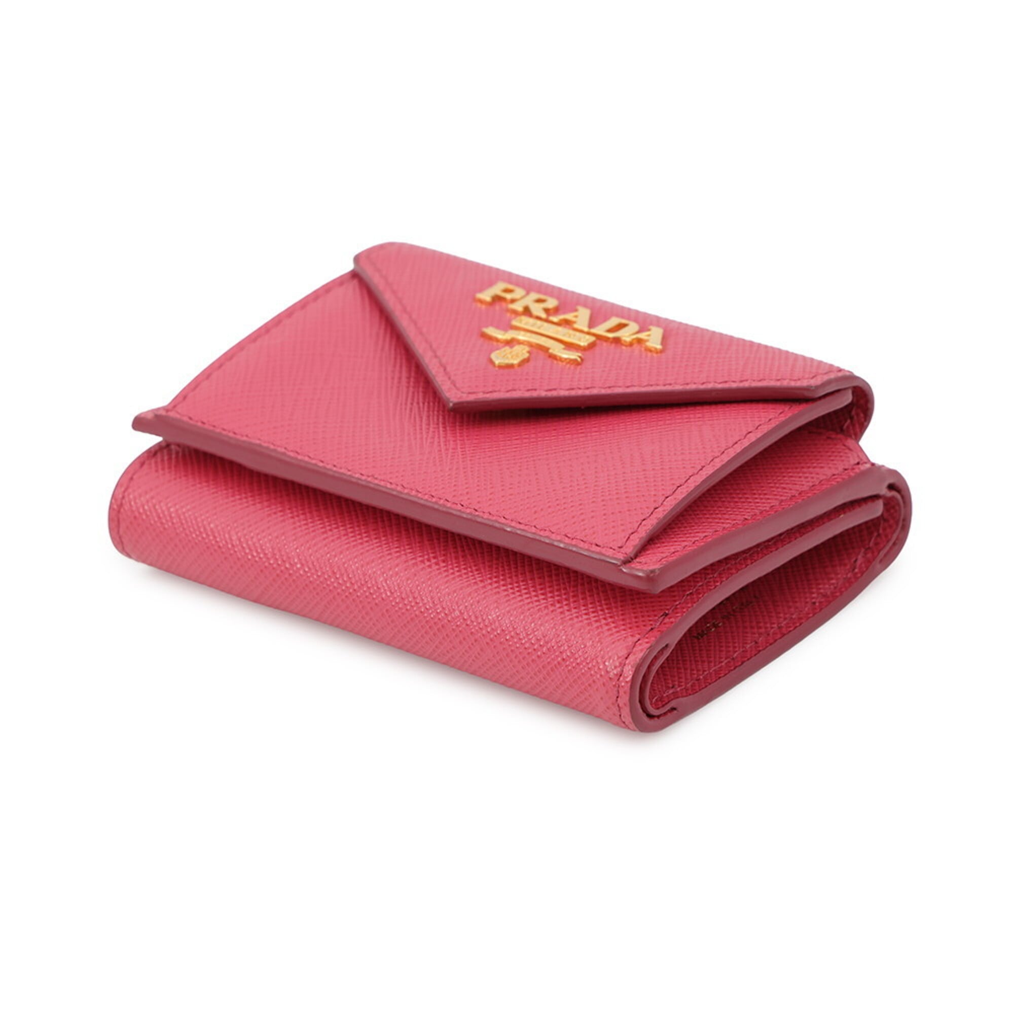 Prada Saffiano Pink Leather Wallet (Tri-Fold) (Pre-Owned)
