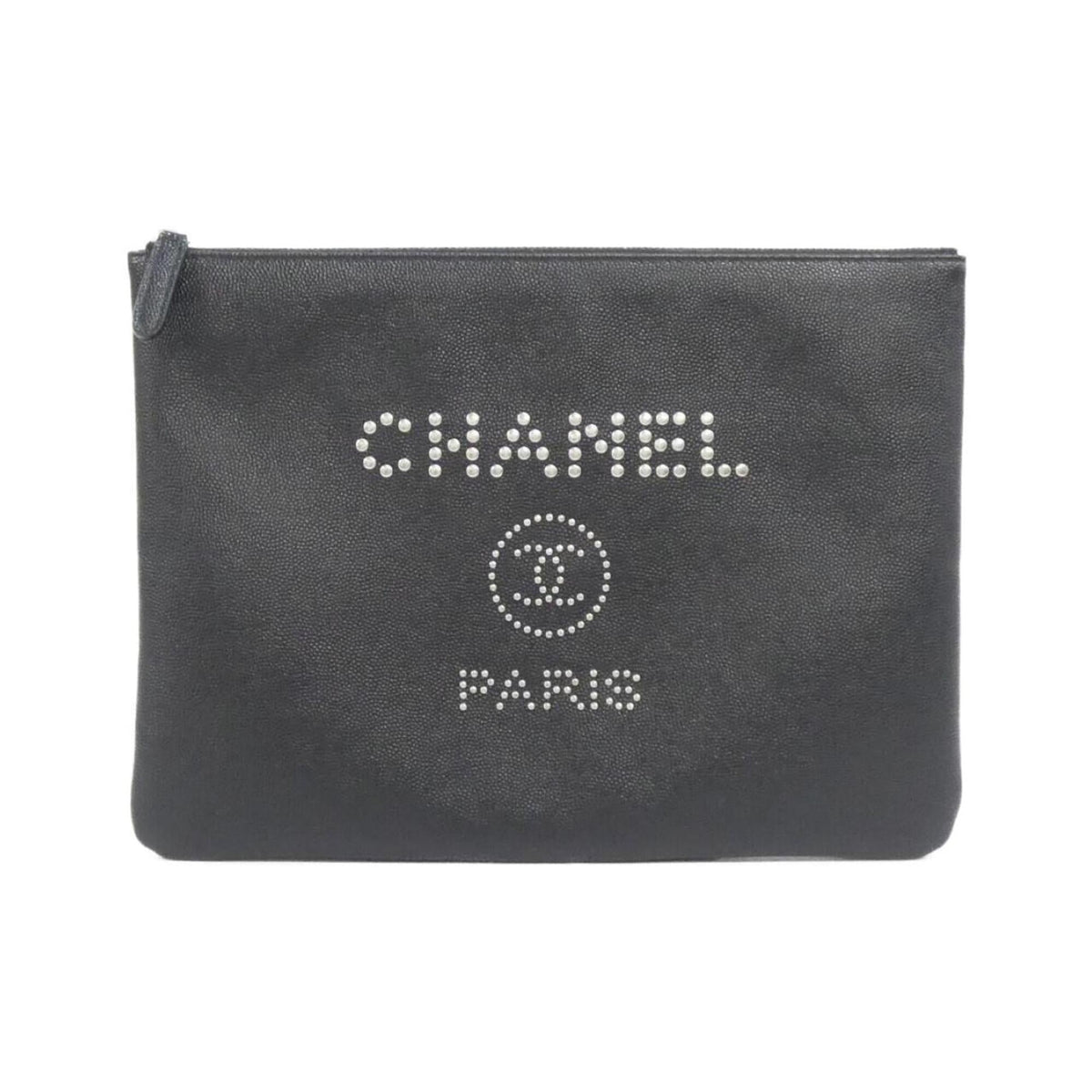 Chanel Black Grained Calfskin Handbag Pouch (Pre-Owned)