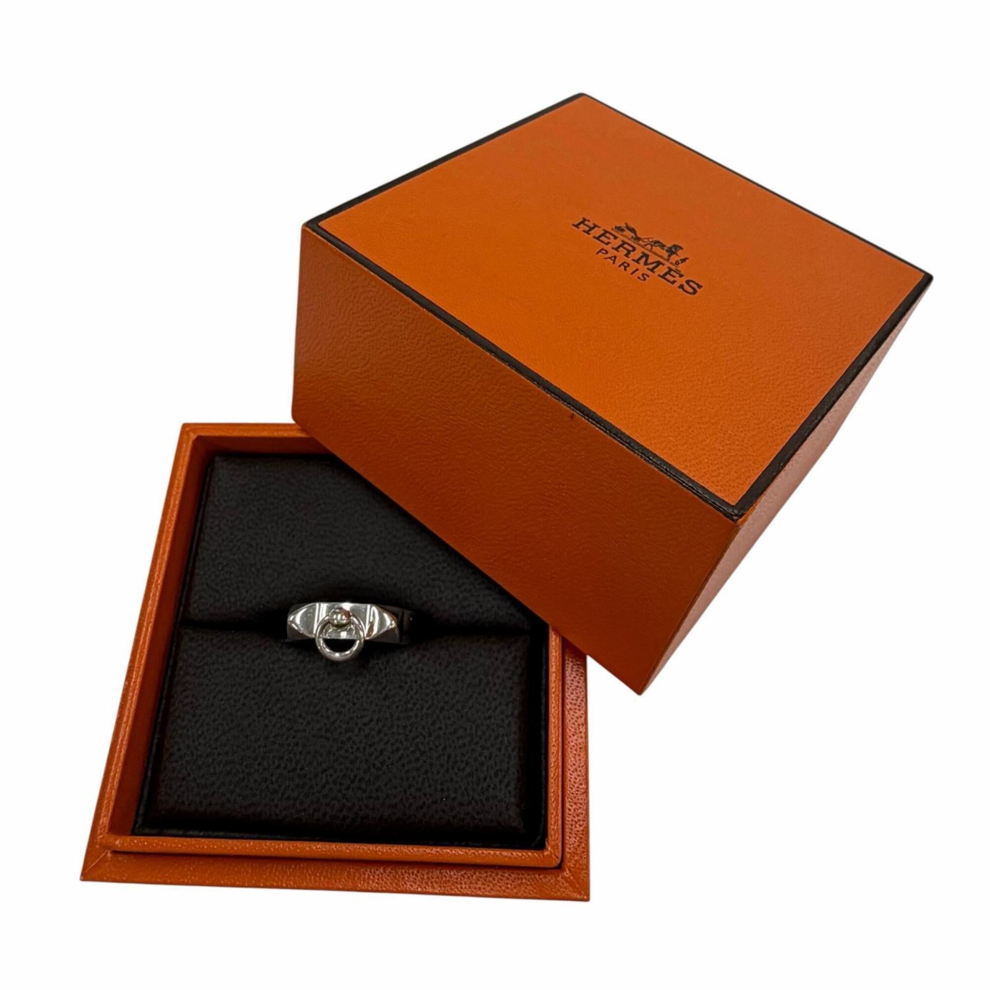 Hermes Silver Silver 925 Band Ring (Pre-Owned)