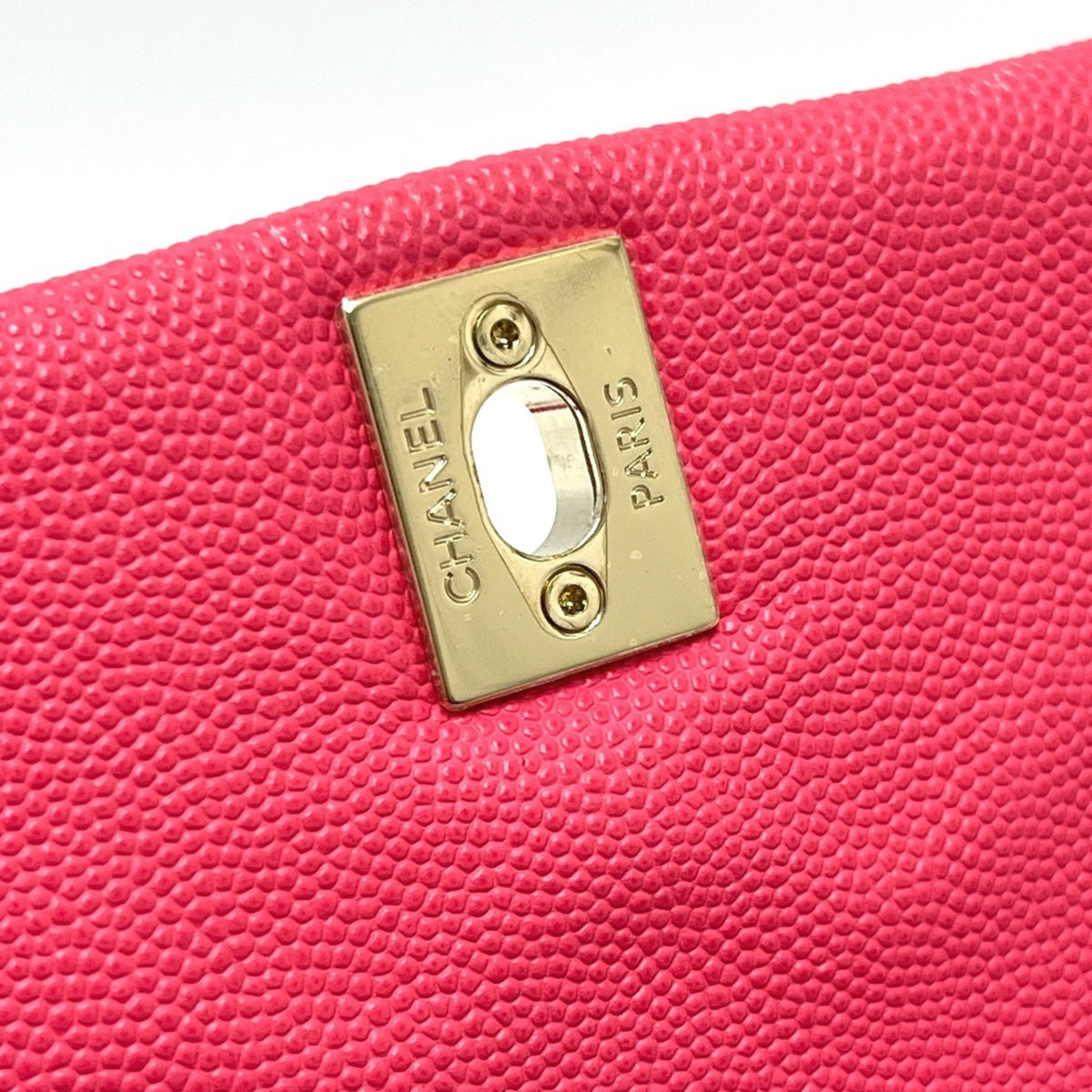 Chanel Coral Pink Grained Calfskin Handbag (Pre-Owned)