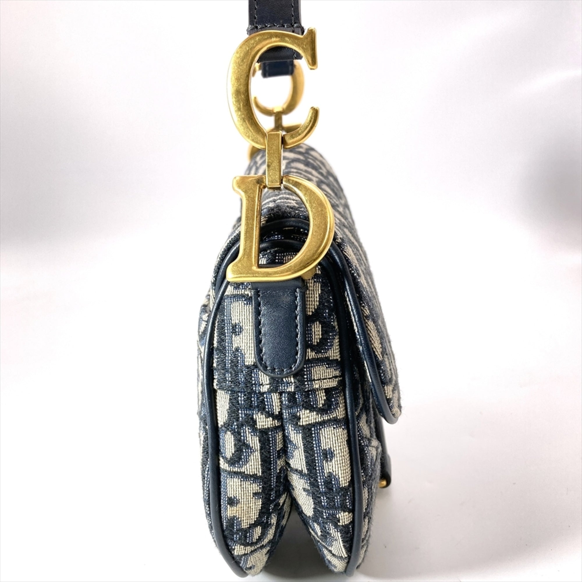 Christian Dior Navy Canvas Saddle Bag Shoulder Bag (Pre-Owned)
