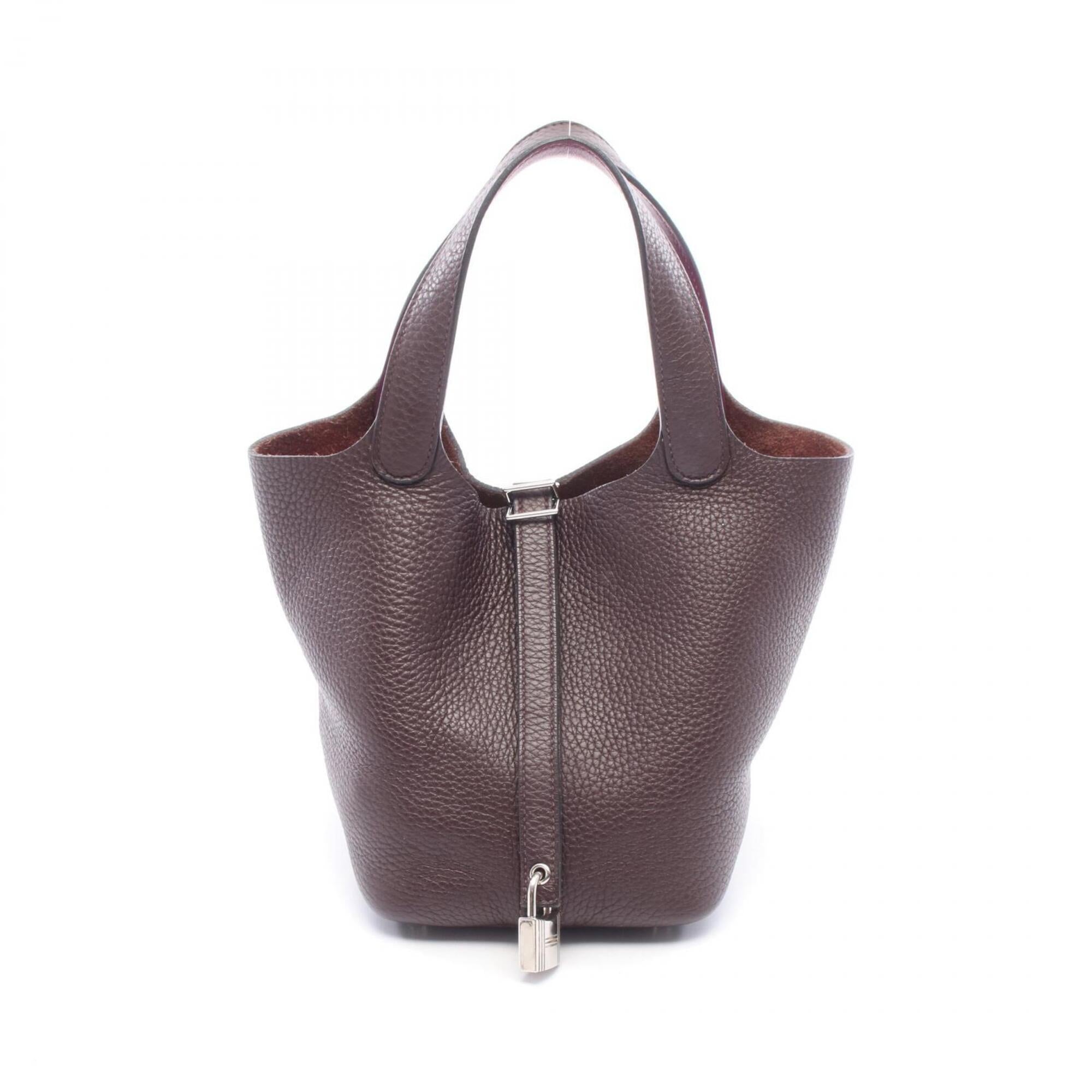 Hermes Brown Purple Taurillon Clemence Leather Swift Leather Handbag (Pre-Owned)