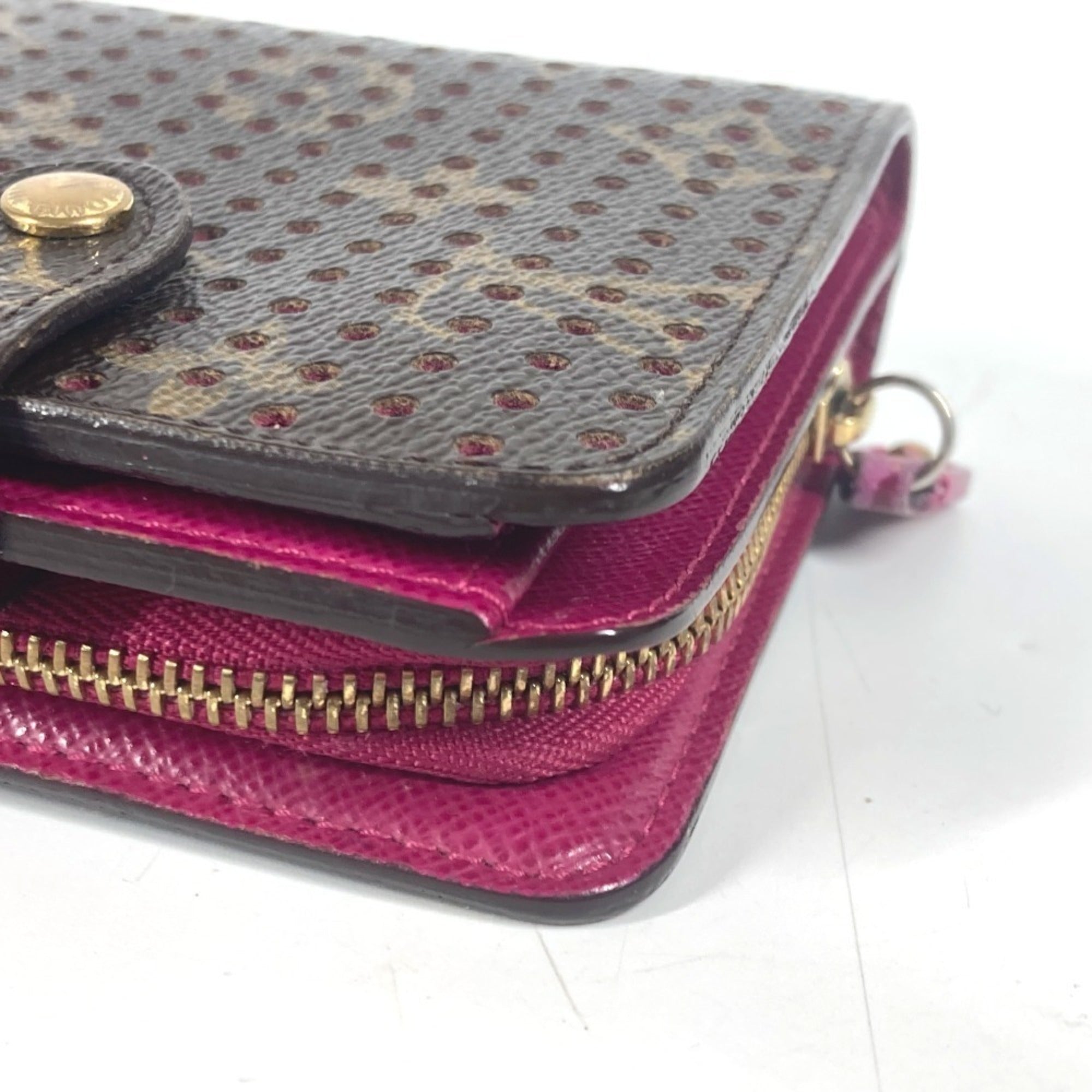 Louis Vuitton Brown Fuchsia Pink Monogram Wallet (Bi-Fold) (Pre-Owned)