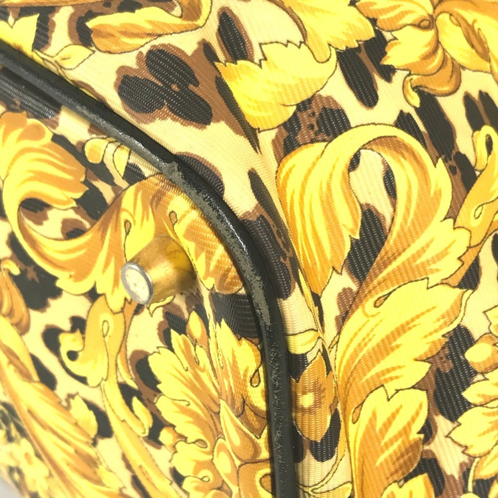 Versace Black Yellow Leather Pvc Backpack (Pre-Owned)