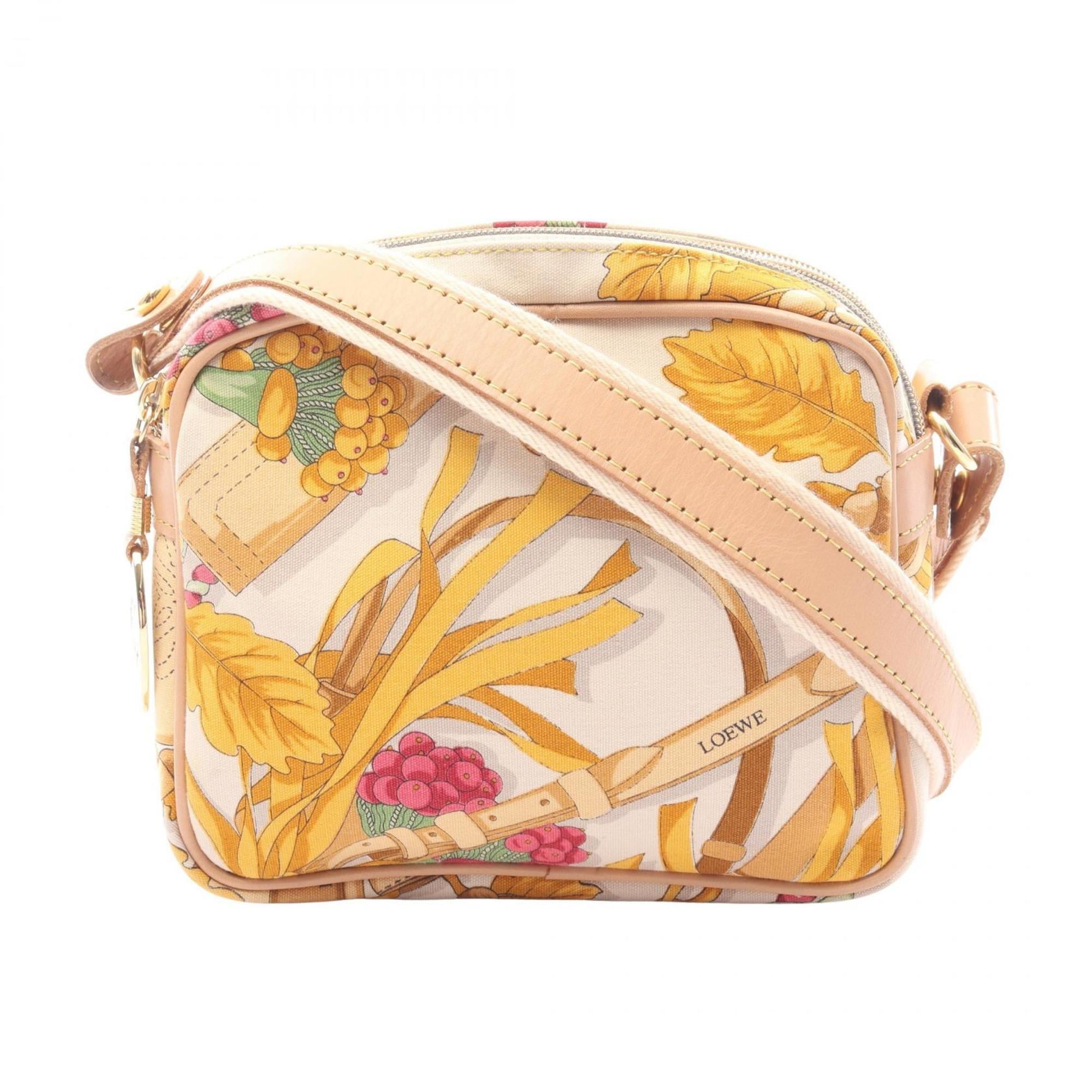 Loewe Multi-Color White Canvas Leather Shoulder Bag (Pre-Owned)