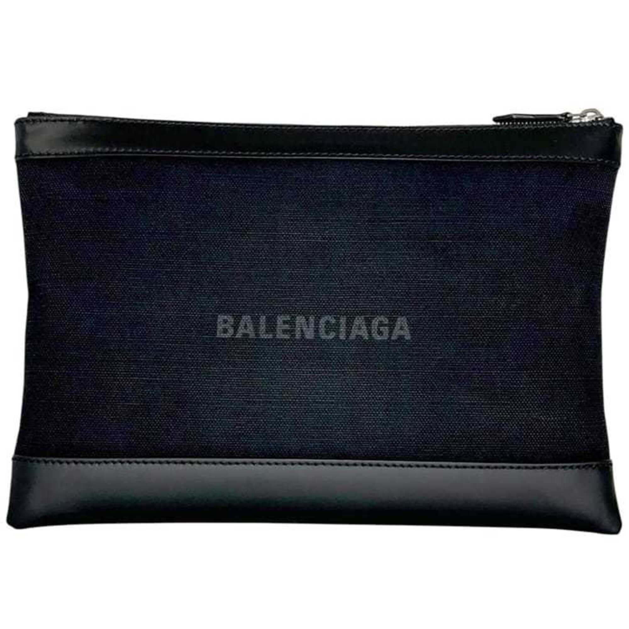 Balenciaga Black Canvas Leather Clutch Bag (Pre-Owned)