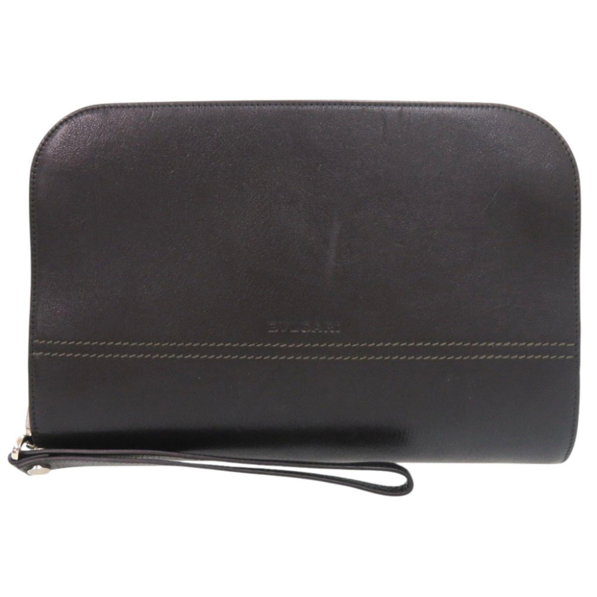 Bvlgari Black Leather Clutch Bag (Pre-Owned)