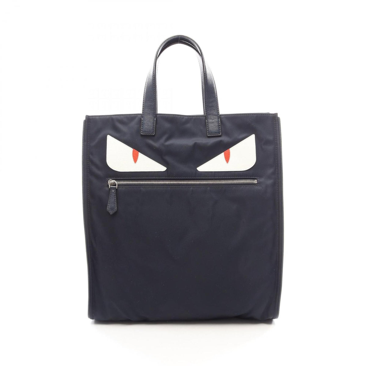 Fendi Multi-Color Navy Nylon Leather Handbag Tote Bag (Pre-Owned)
