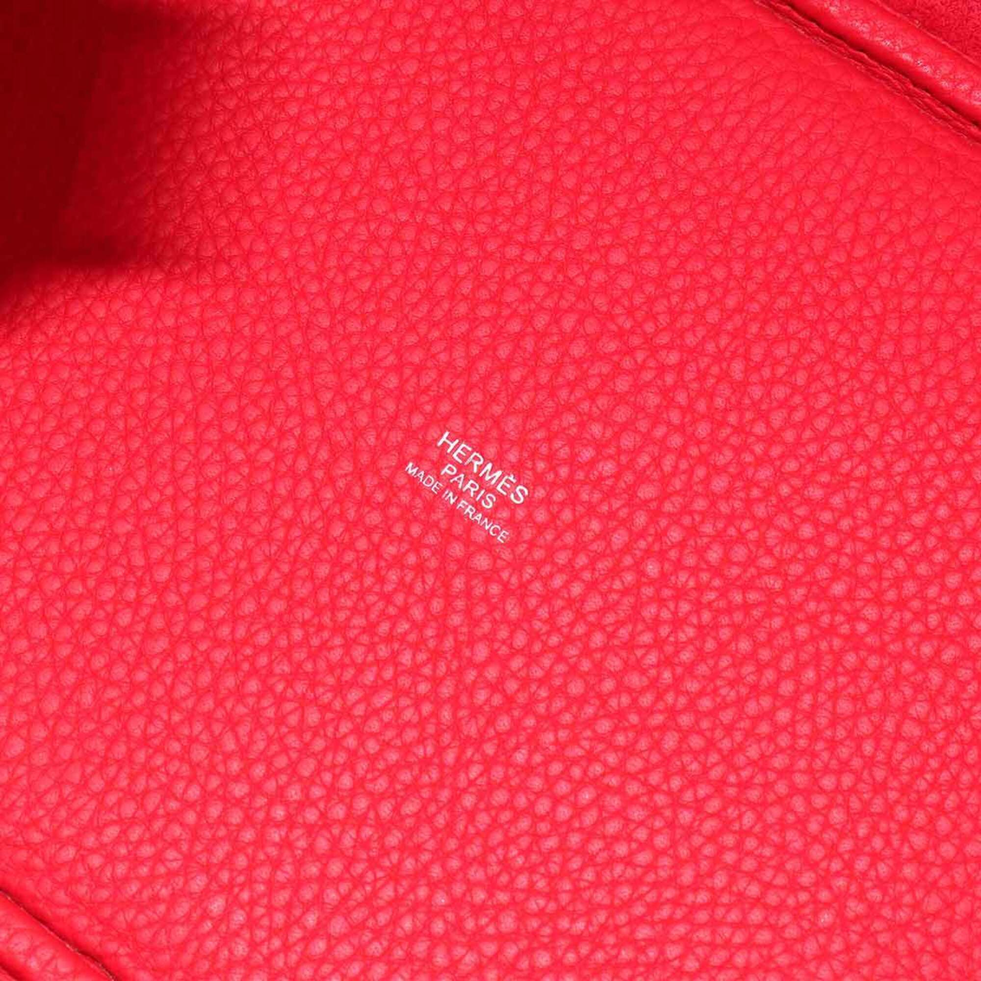 Hermes Red Color Taurillon Clemence Leather Handbag (Pre-Owned)