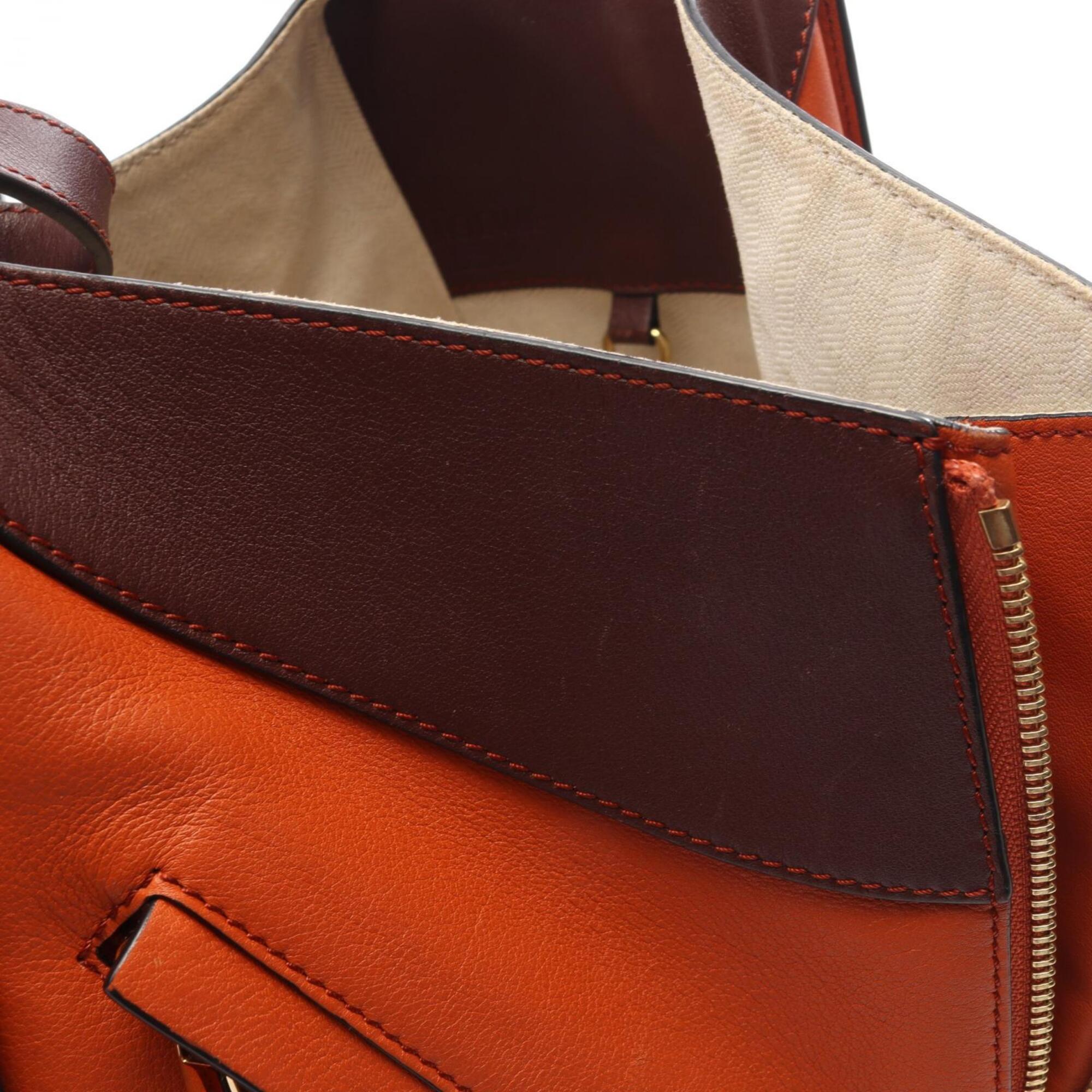 Loewe Brown Orange Red Color Leather Handbag (Pre-Owned)