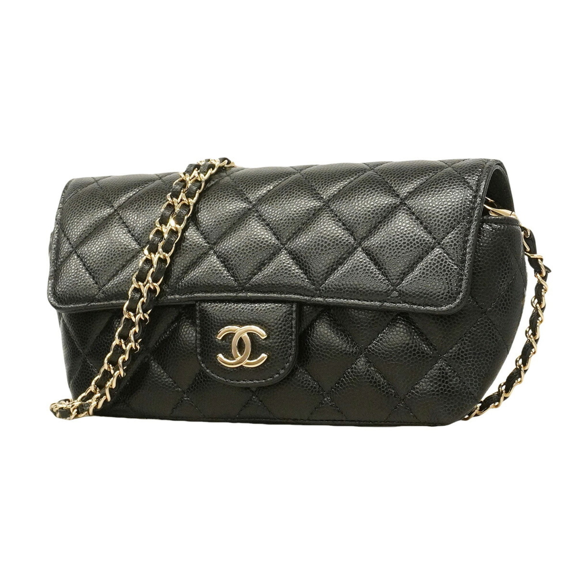 Chanel Black Grained Calfskin Shoulder Bag (Pre-Owned)
