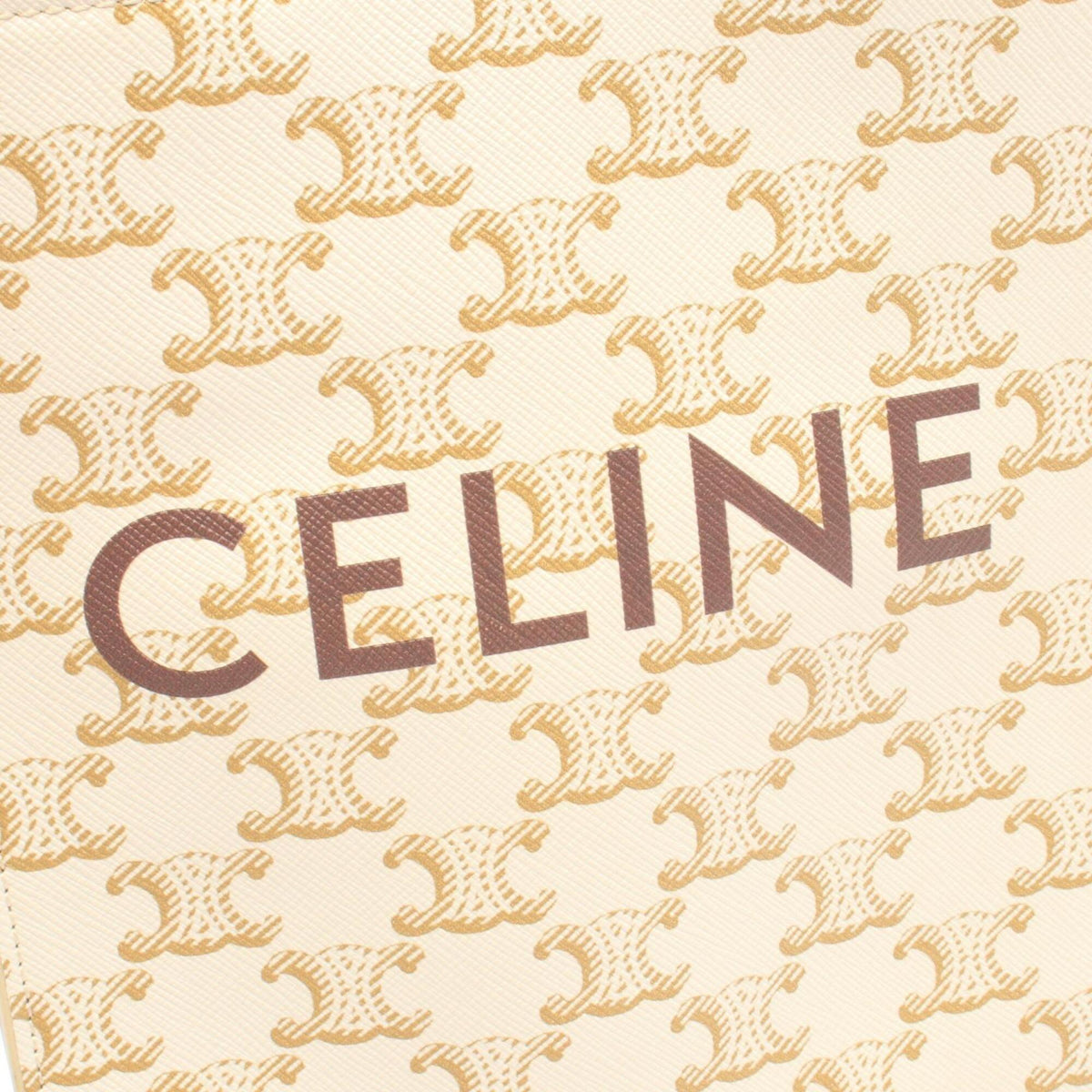 Celine Brown Ivory Coated Canvas Leather Handbag (Pre-Owned)
