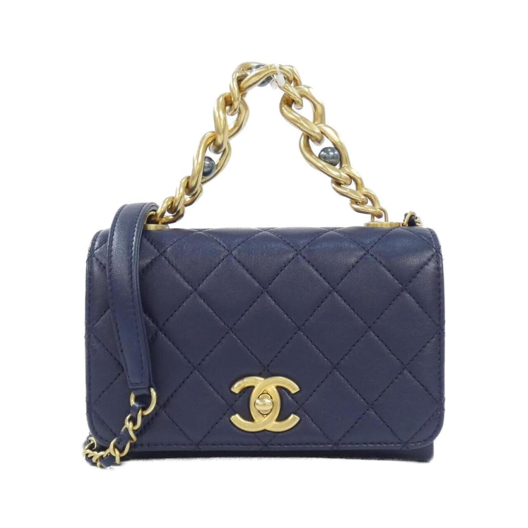 Chanel Navy Leather Shoulder Bag (Pre-Owned)