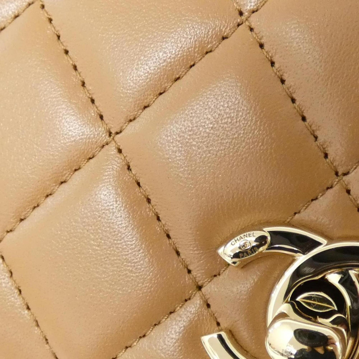 Chanel Dark Beige Leather Handbag Shoulder Bag (Pre-Owned)