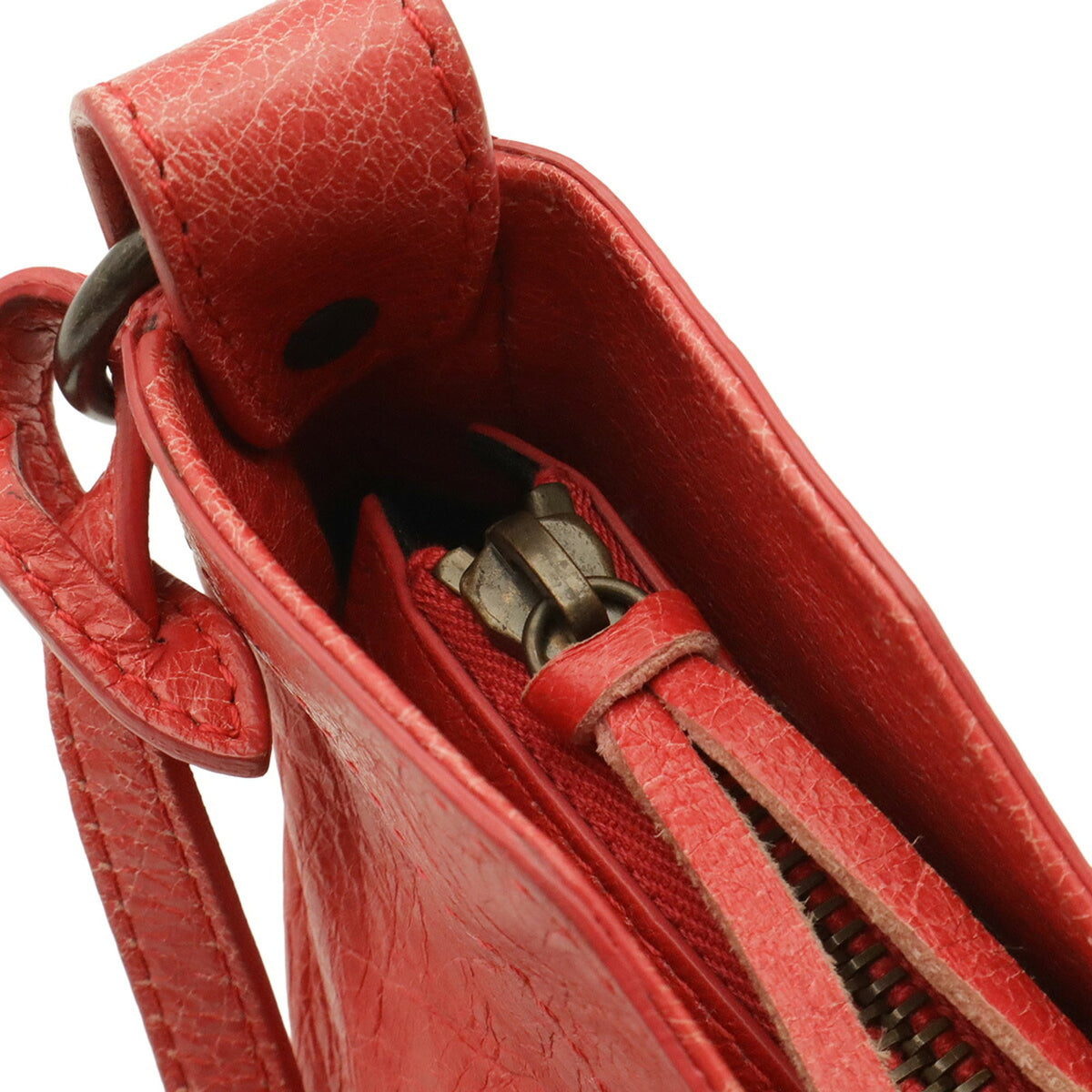 Balenciaga Pink Red Color Leather Clutch Bag Pochette Shoulder Bag (Pre-Owned)