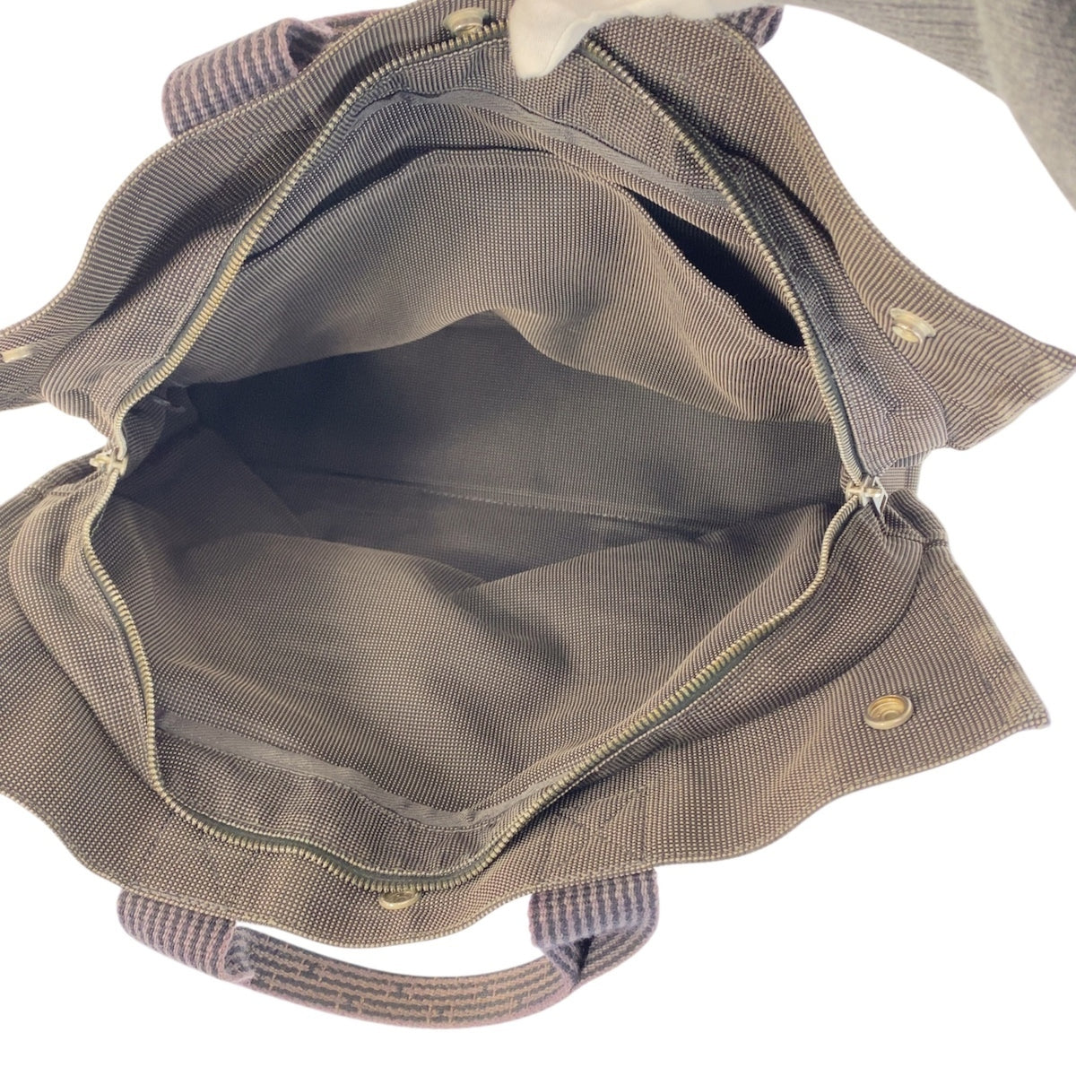 Hermes Gray Canvas Handbag Tote Bag (Pre-Owned)