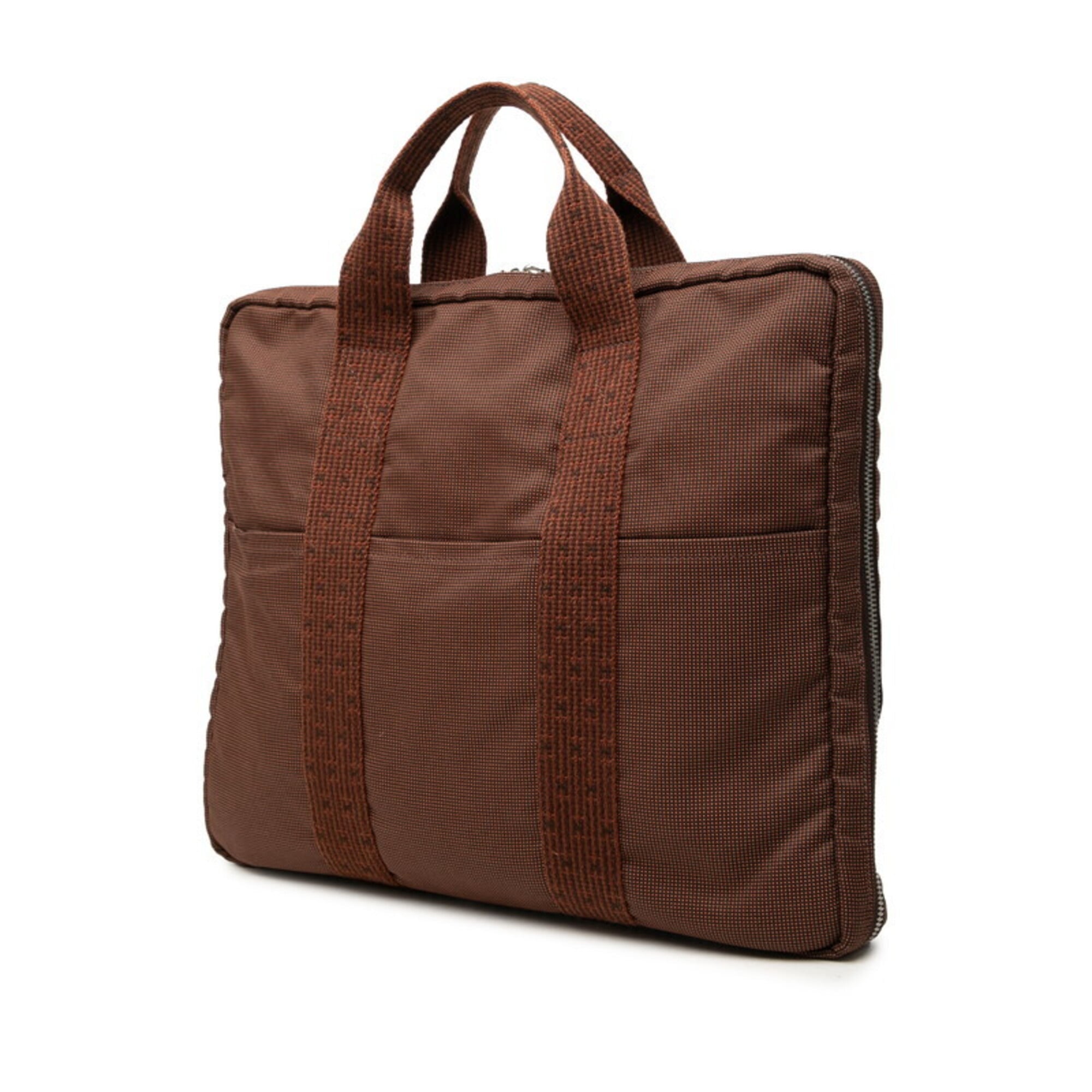 Hermes Brown Canvas Briefcase Handbag Shoulder Bag (Pre-Owned)