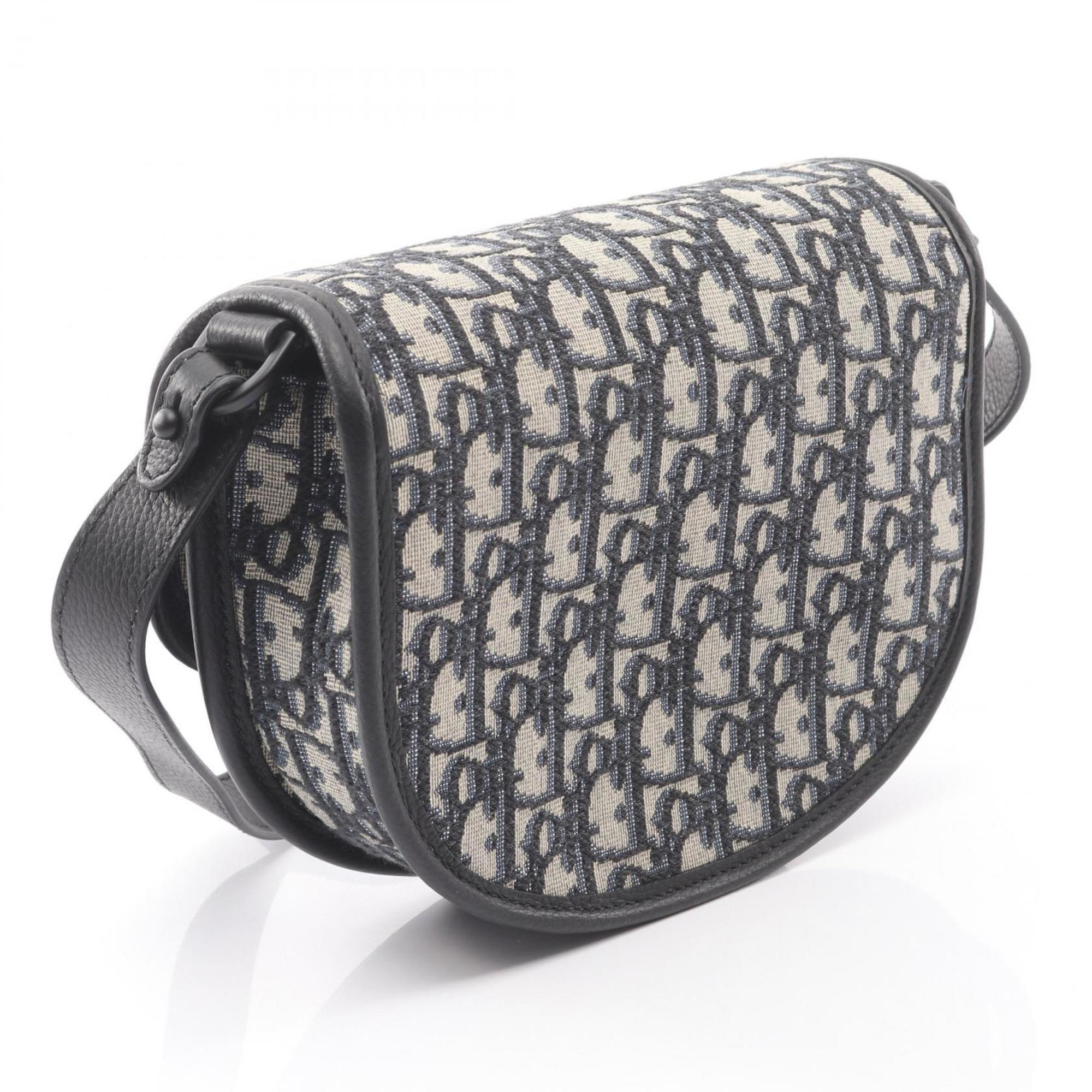 Christian Dior Beige Black Blue Canvas Shoulder Bag (Pre-Owned)