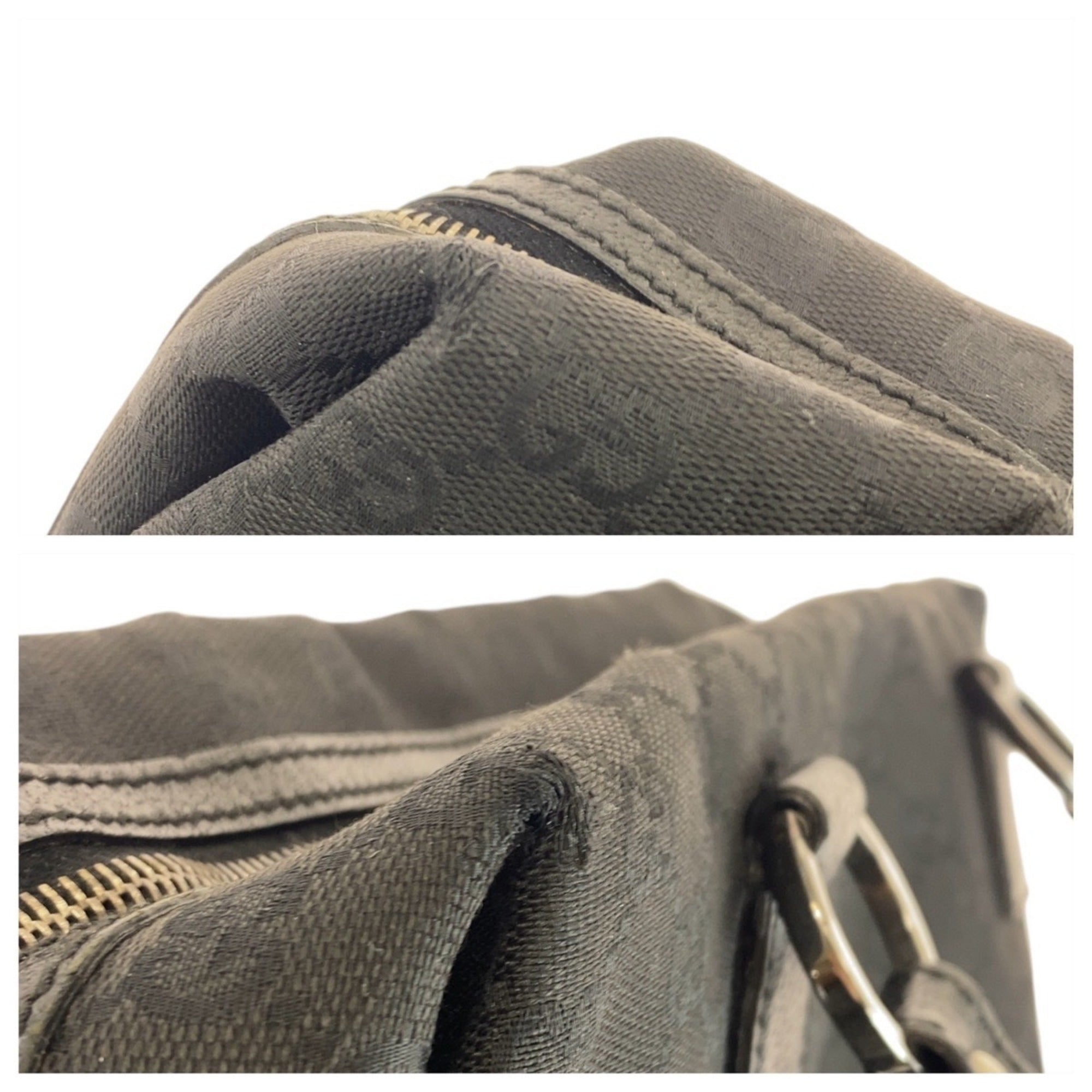 Gucci Black Gg Canvas Leather Handbag Tote Bag (Pre-Owned)