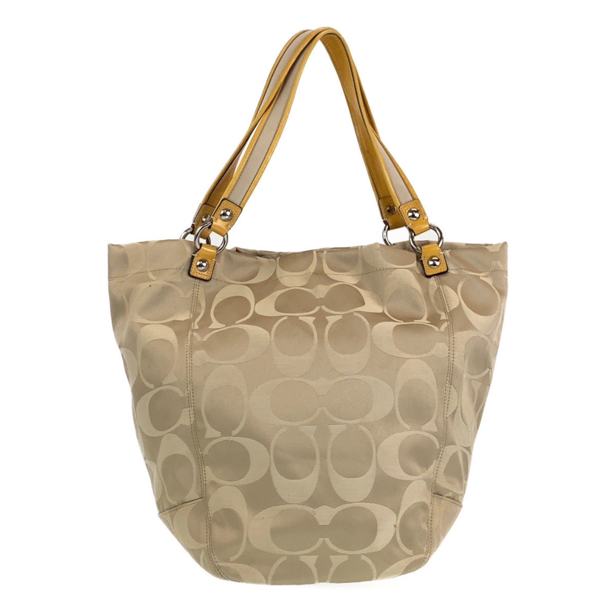 Coach Beige Leather Shoulder Bag Tote Bag (Pre-Owned)