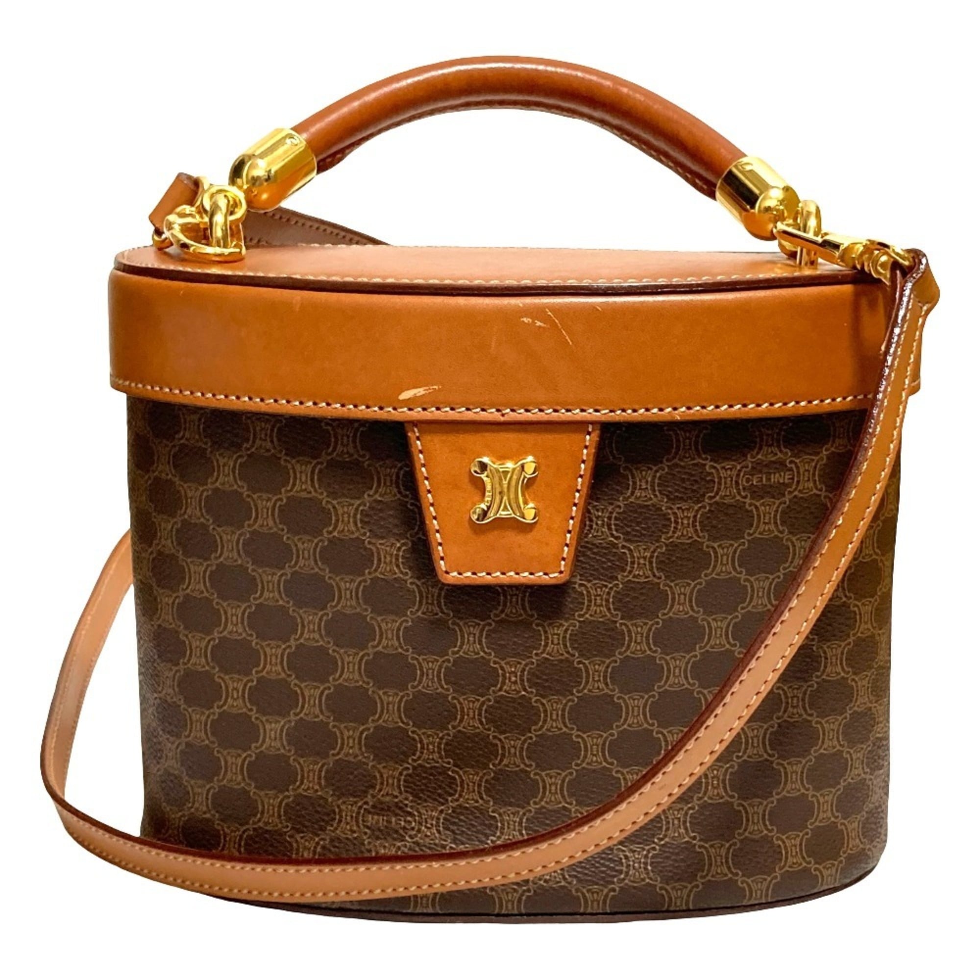 Celine Brown Pvc Leather Shoulder Bag Vanity Bag (Pre-Owned)