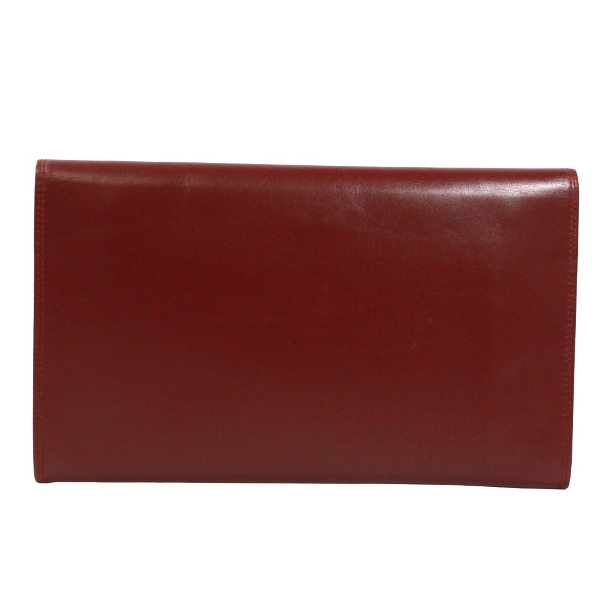 Cartier Bordeaux Leather Clutch Bag (Pre-Owned)