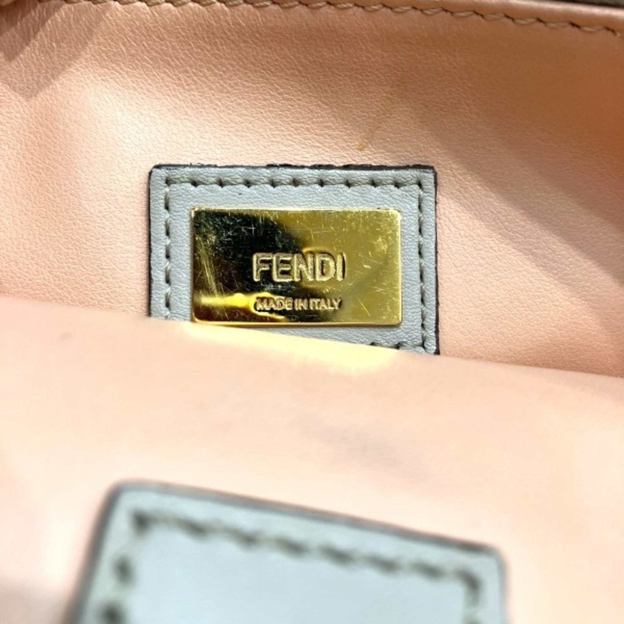 Fendi 2Jours Beige White Leather Handbag (Pre-Owned)