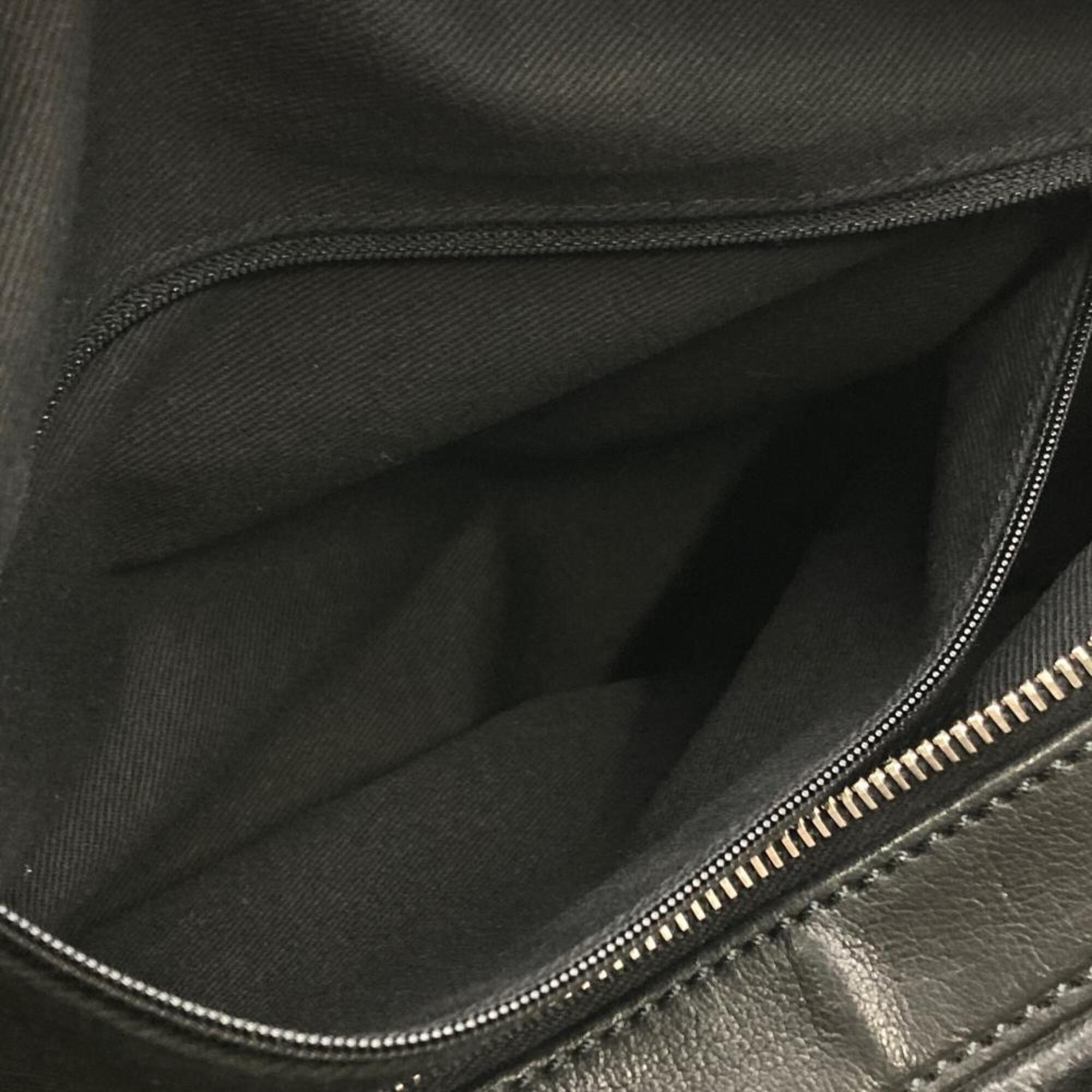 Chanel Black Leather Boston Bag Handbag (Pre-Owned)