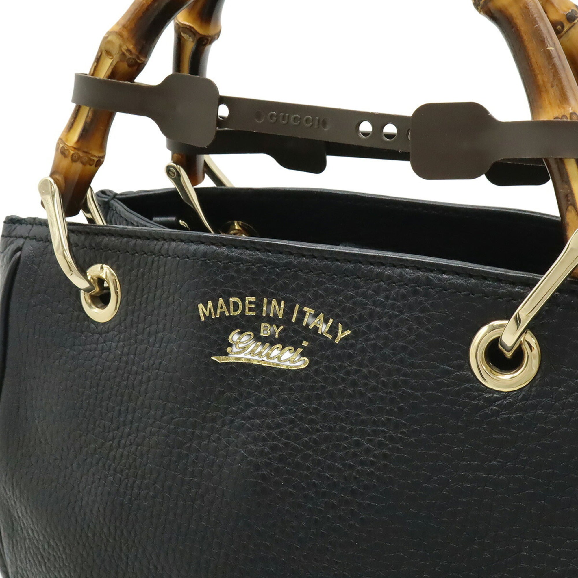 Gucci Black Bamboo Leather Handbag (Pre-Owned)