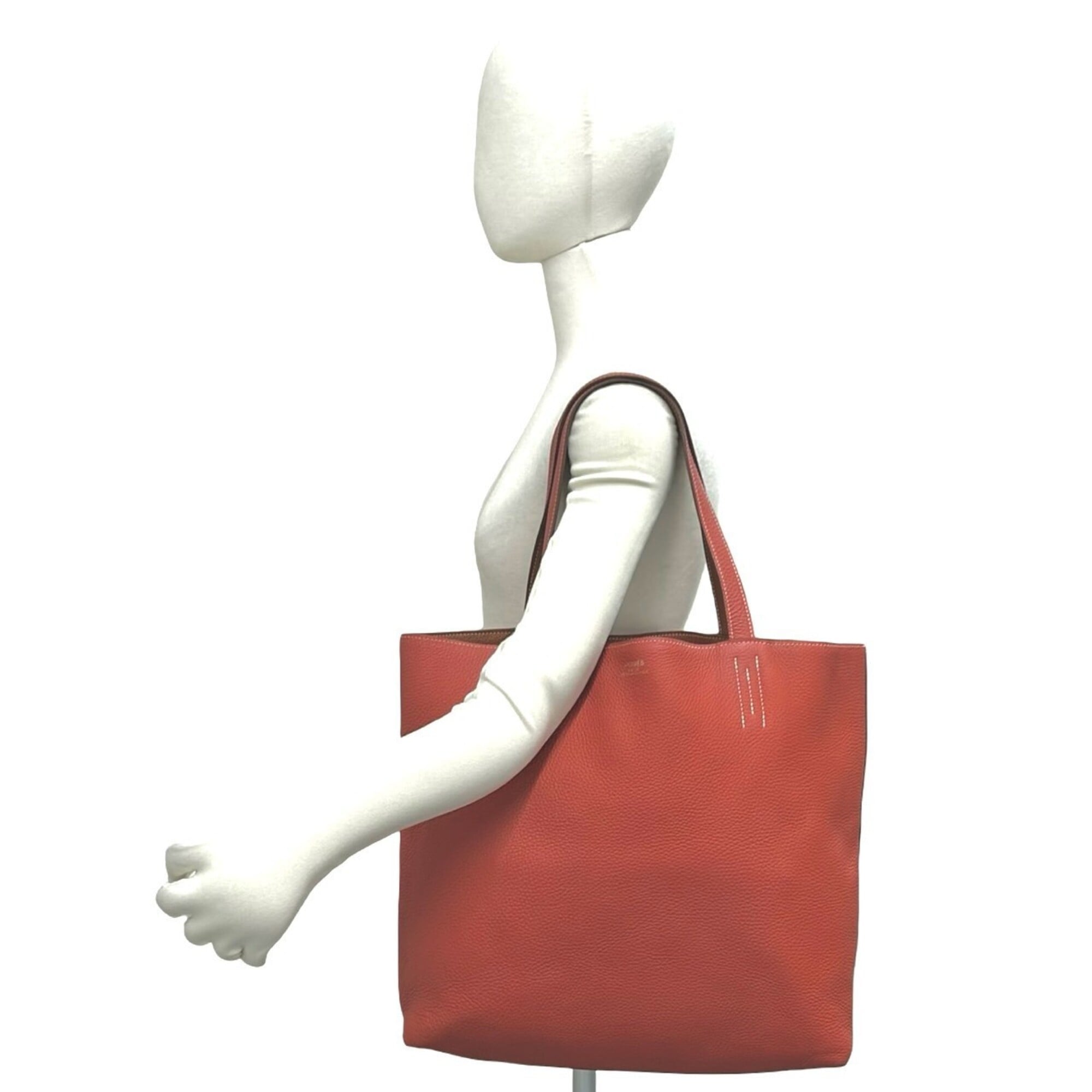 Hermes Brown Orange Taurillon Clemence Leather Tote Bag (Pre-Owned)