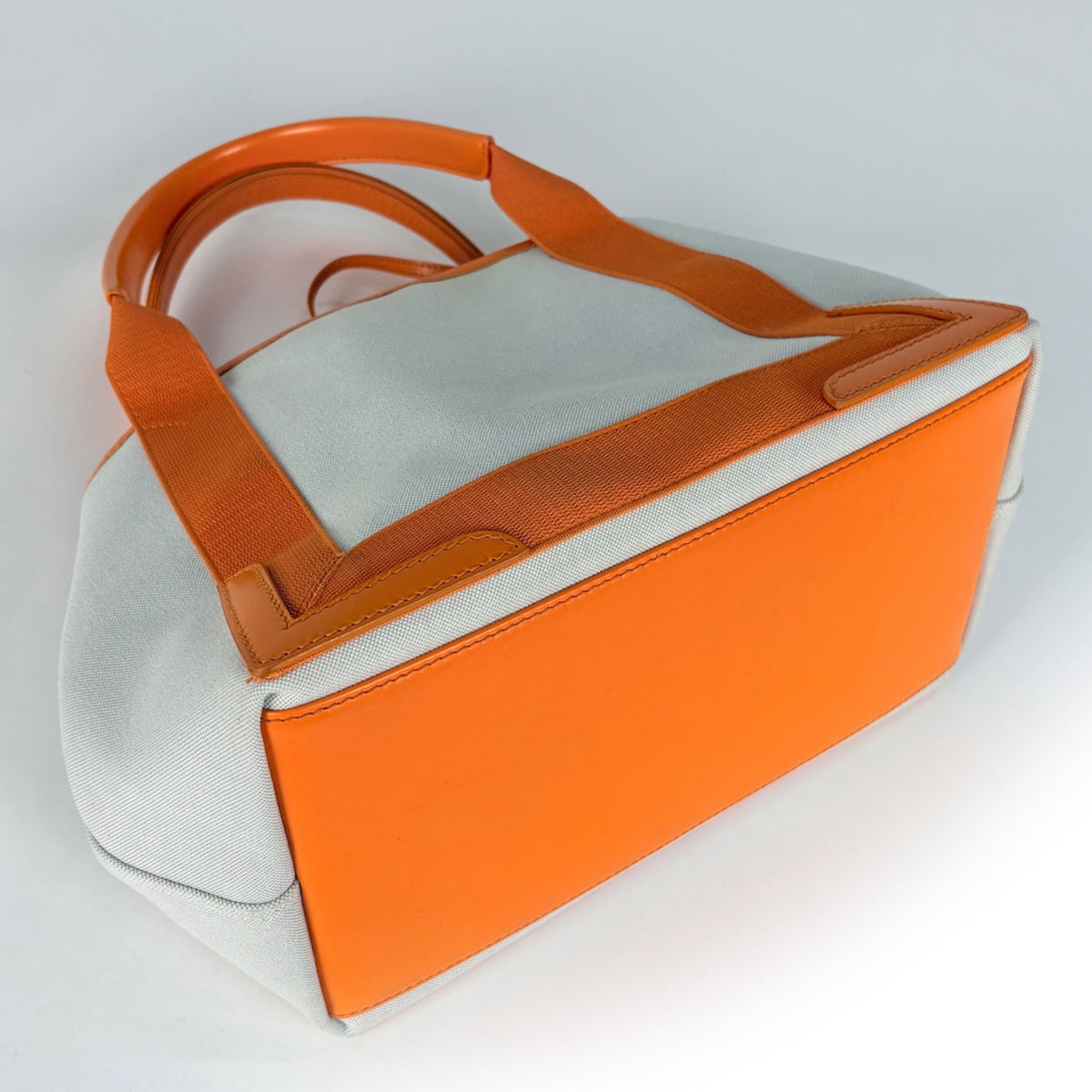 Balenciaga Ivory Orange Canvas Leather Handbag (Pre-Owned)