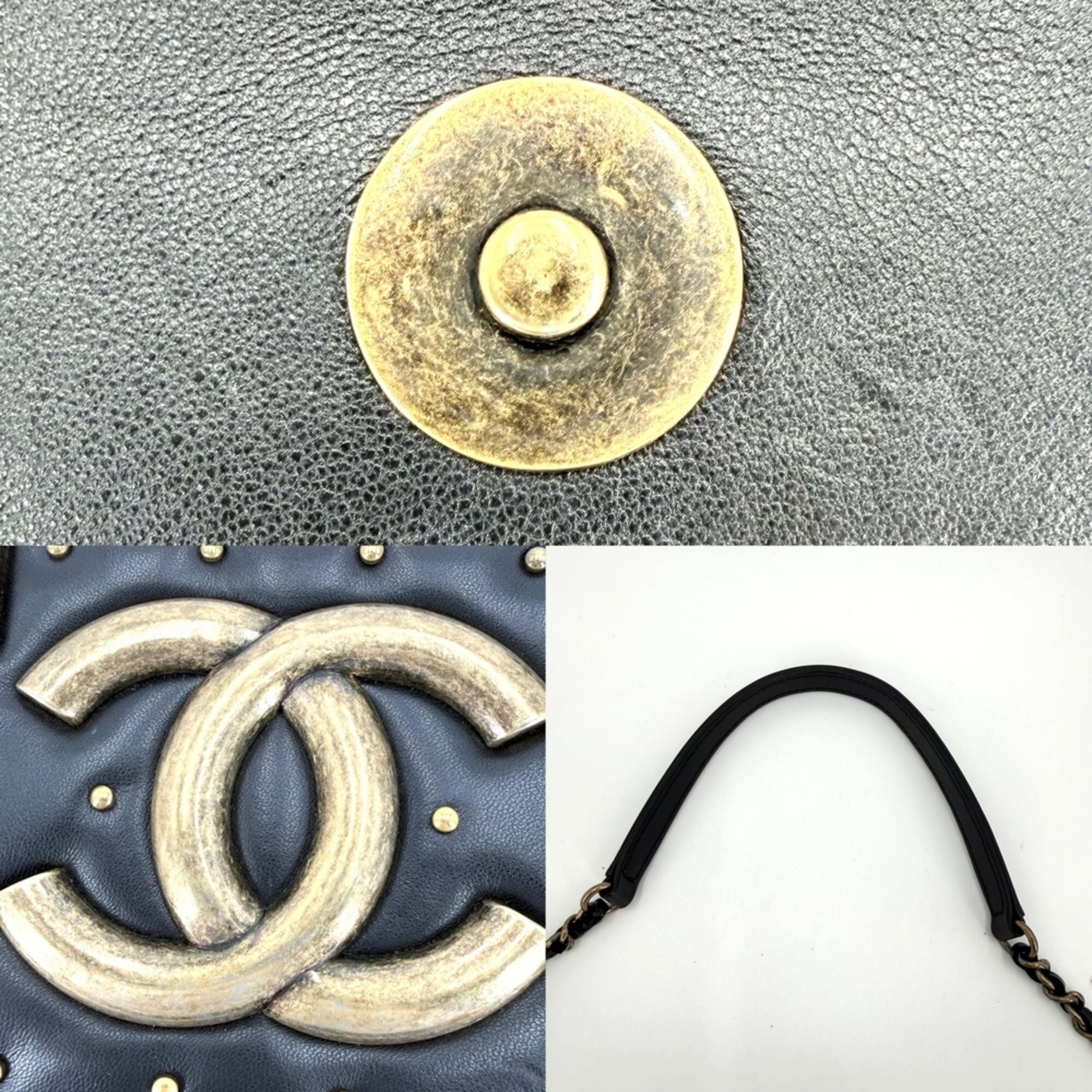 Chanel Matelasse Black Leather Shoulder Bag (Pre-Owned)