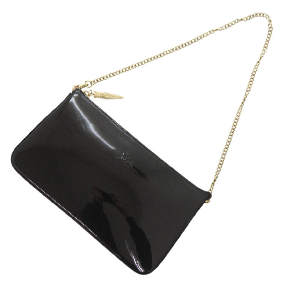 Christian Louboutin Black Red Color Patent Leather Shoulder Bag (Pre-Owned)