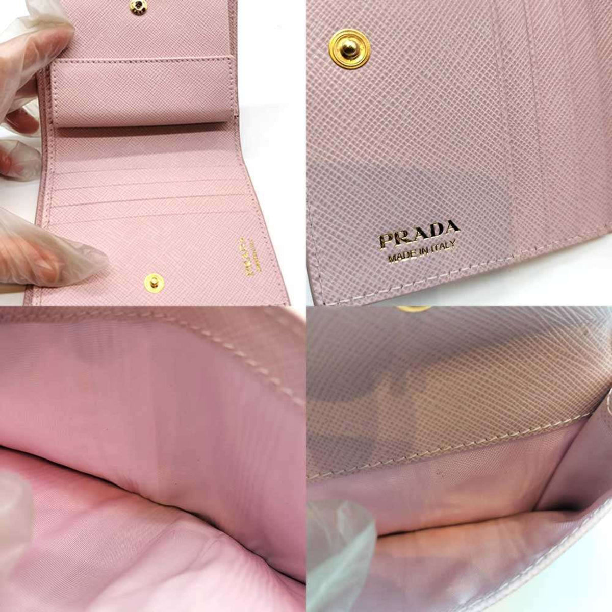 Prada Saffiano Pink Embossed Wallet (Bi-Fold) (Pre-Owned)