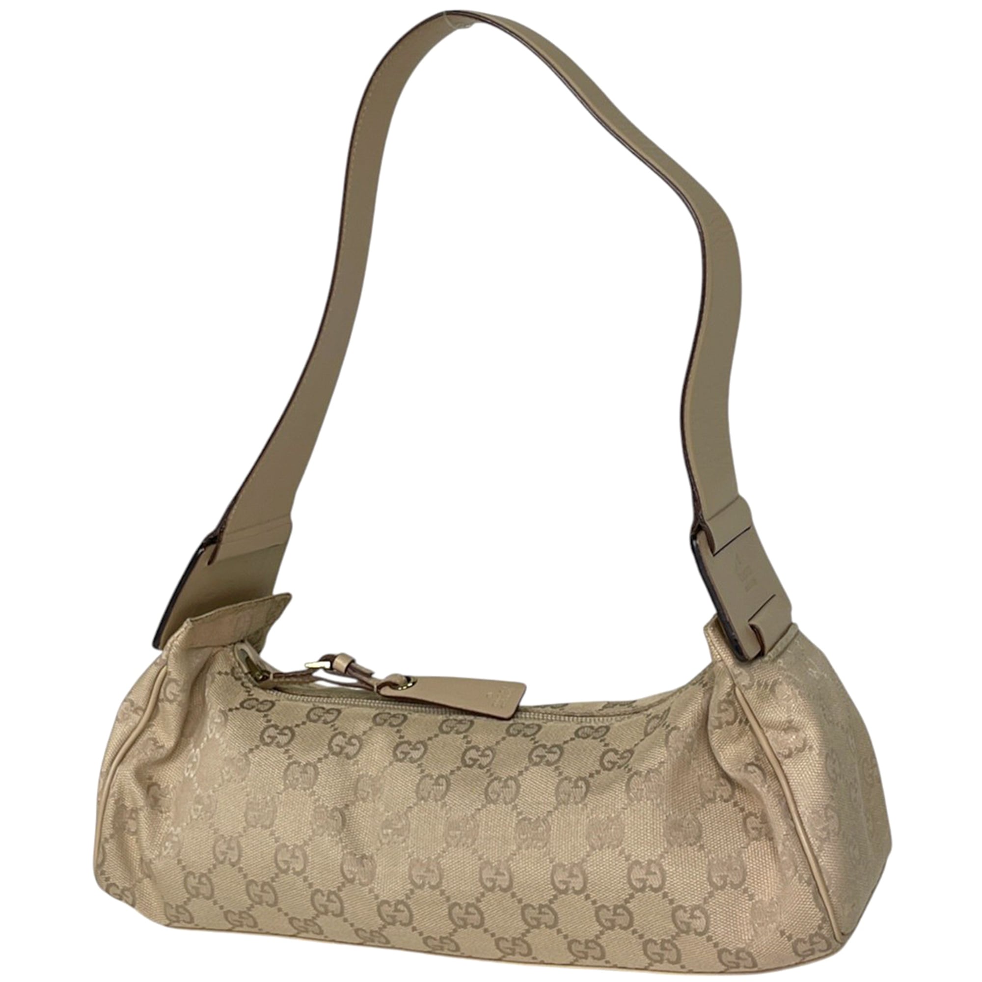 Gucci Beige Canvas Leather Shoulder Bag (Pre-Owned)